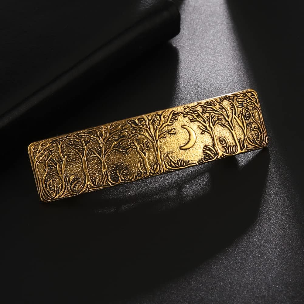 Amaxer Viking Gold Silver Barrettes for Women Girls Celtic Hair Clips for Thick Thin Hair Vintage French Hair Clips Hair Styling Accessories (Gold-Forest) - Image 4
