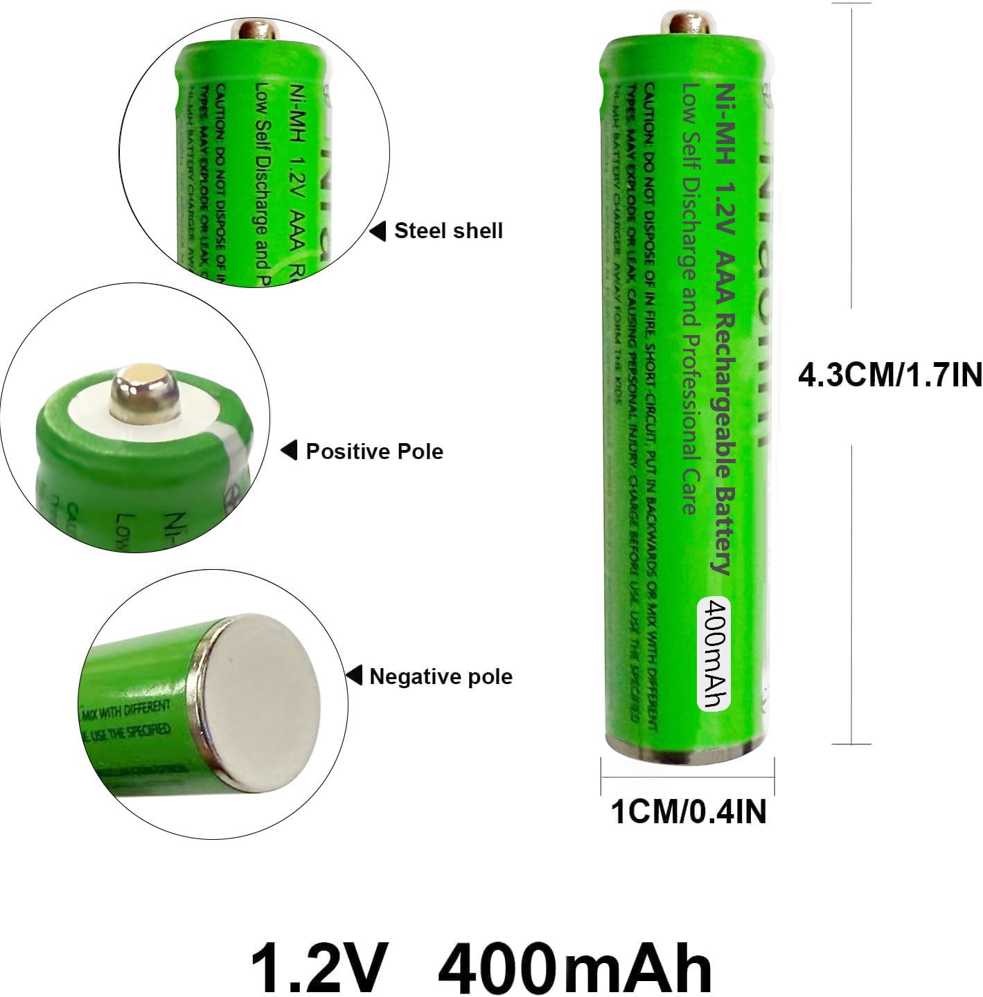 Piles Rechargeables AAA 400mAh 1,2V Ni-MH pour Gigaset, Lot de 4