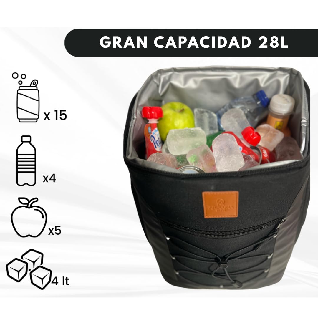 Mochila Nevera 28L Impermeable, Bolsa Térmica Isotérmica Portátil para Playa, Picnic, Camping y Excursiones