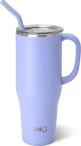 Swig Life Mega taza de 40 onzas, vaso de 40 onzas con asa y popote, apto para vasos, apto para lavavajillas, vaso aislado extragrande, acero