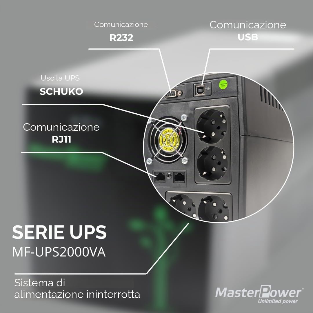 Gruppo di continuità UPS Master U-Power 2000 VA 1200 W 4 prese Schuko