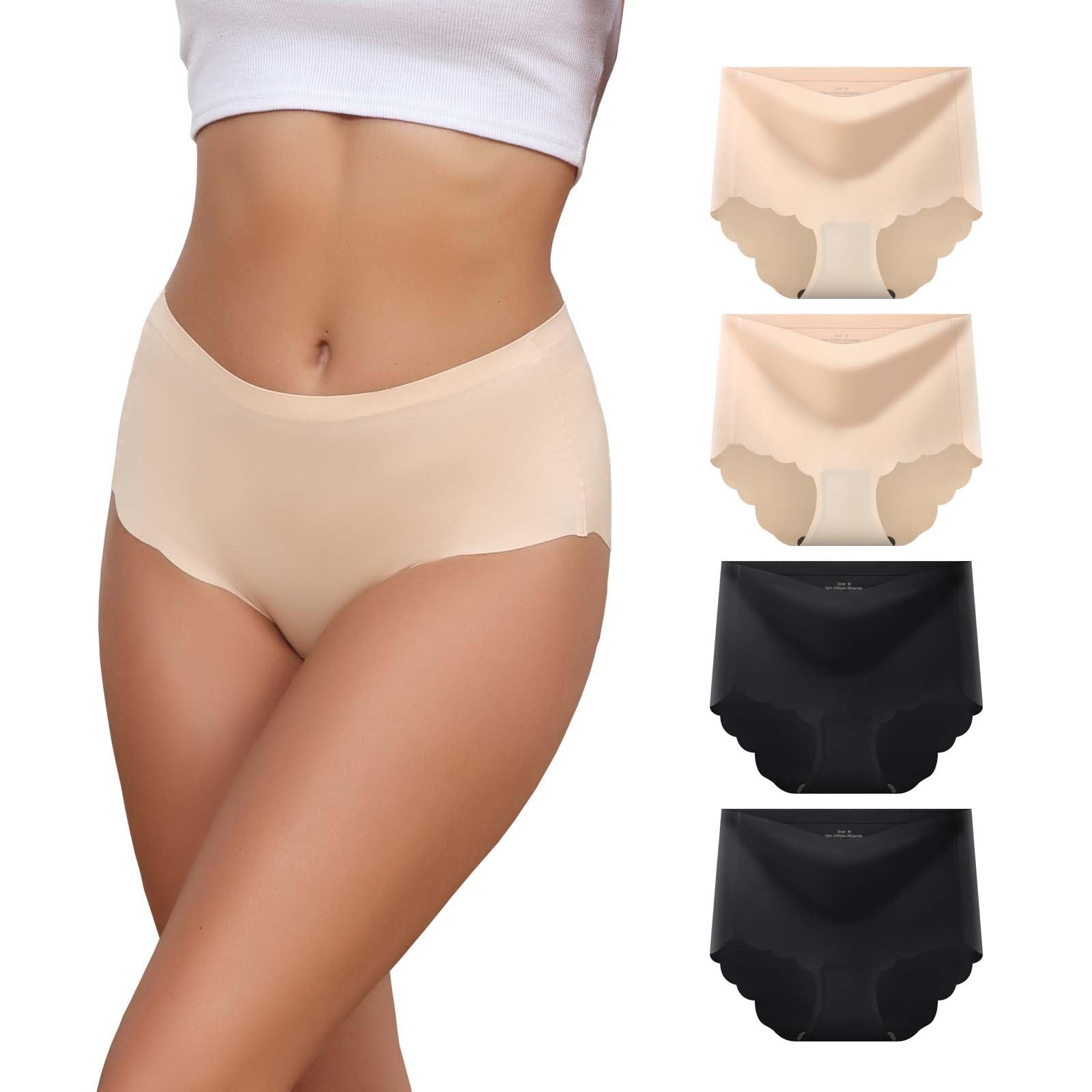Dumwis Unterhosen Damen,Seamless Slips Damen Unterwäsche Frauen,High Waist Nahtlose Panties,Mehrpack 4Er Pack Hipster Bequeme Ohne Abzeichnen Underwear Women,Damen Taillenslip sportunterwäsche