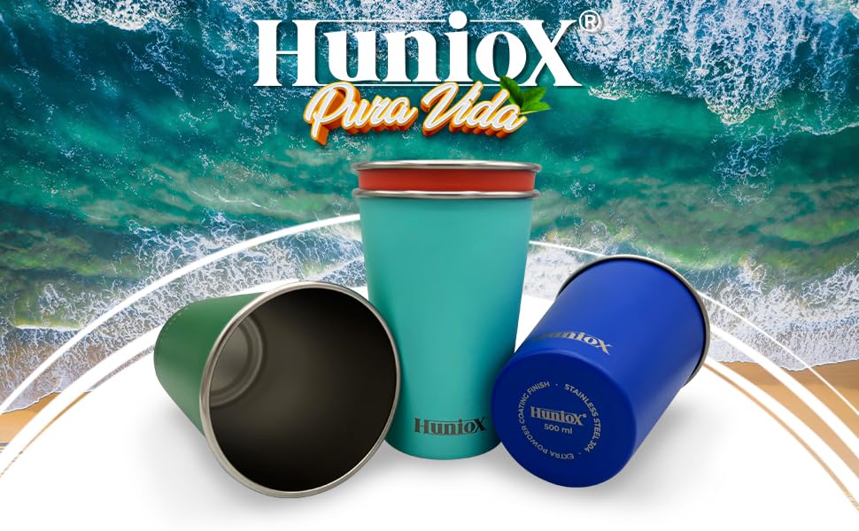 Huniox® 4 X 500 ML Stainless Steel Cup, Camping Cup, Wine Tumbler, Stackable Mugs, Camping Cups - Image 2