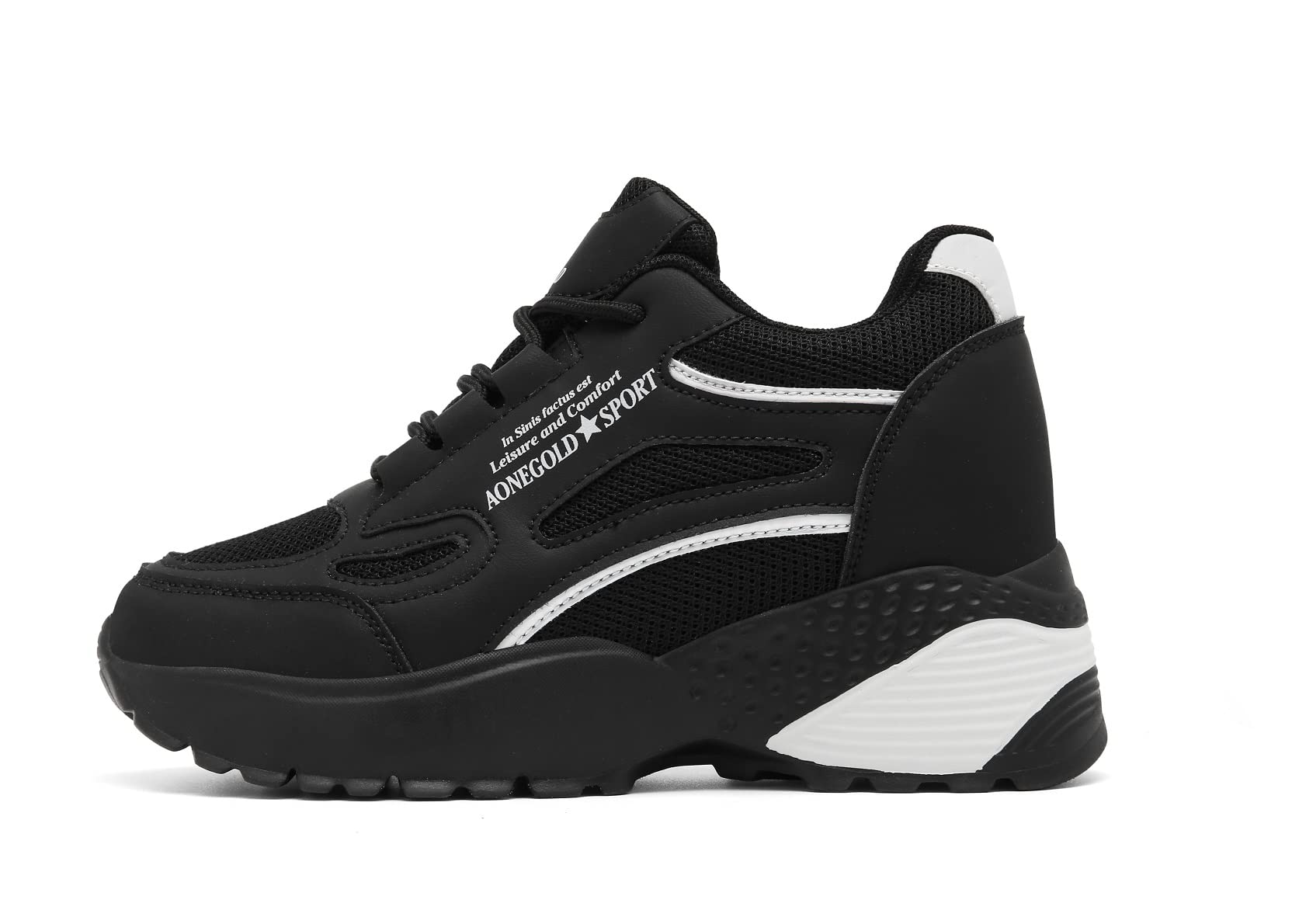 AONEGOLD Sneakers Donna Zeppa Interna Scarpe da Ginnastica Basse Sportive Fitness Respirabile