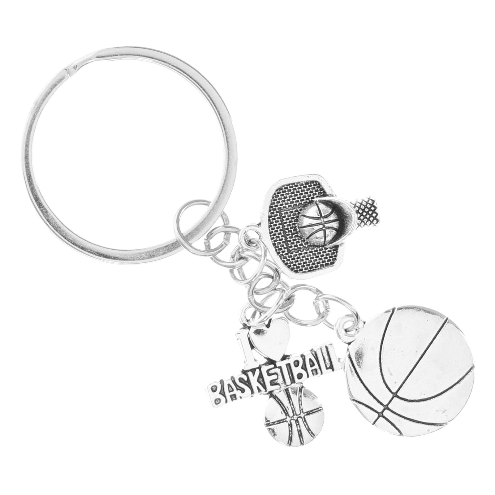 1pezzi Portachiavi Tema Basket in Lega di Resistente Portachiavi Palla da Basket con Ciondolo Sportivo Forma di Cheerleader Accessorio Lucido per Borse e Chiavi