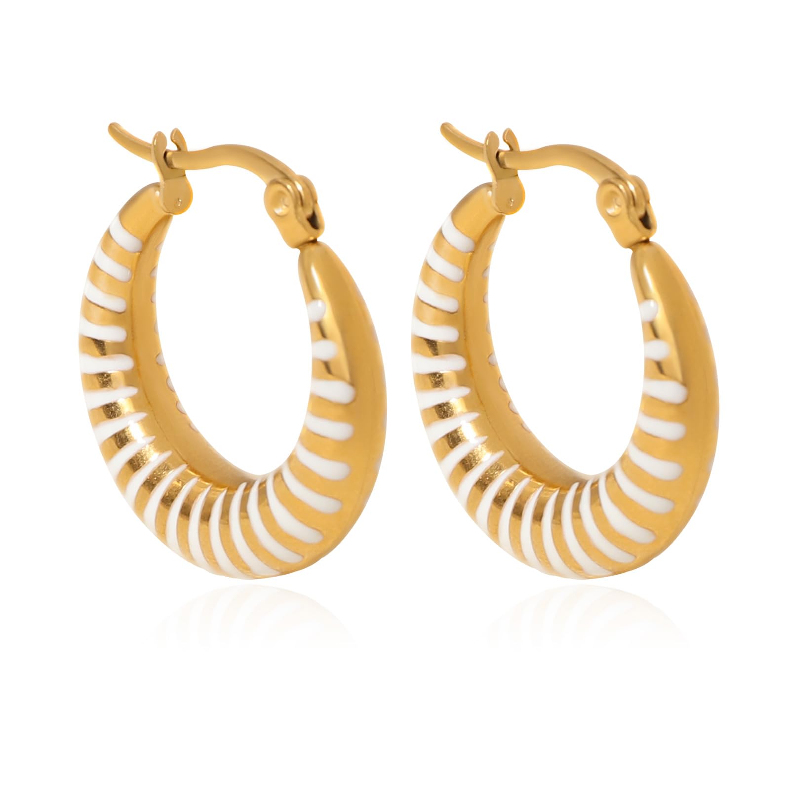 TaYolnFaSo Chunky Enamel Hoop Earrings for Women 18K Gold Plated Colorful Huggie Earrings Enamel Jewelry Valentine's Day Gift for Girlfriend Wife