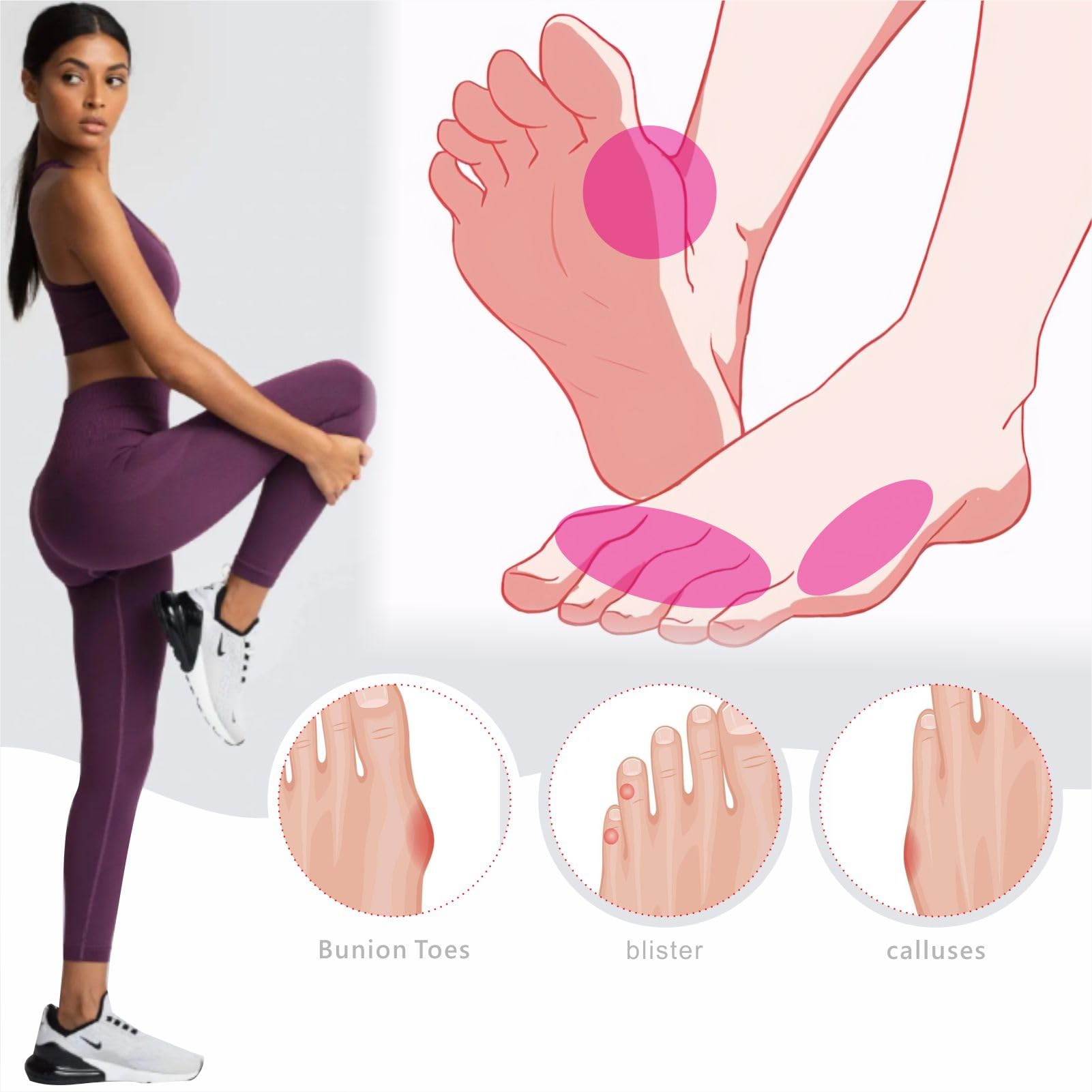 20 protezioni per dita dei piedi in silicone, anti-attrito, in gel, traspiranti, per uomini e donne, per calli, vesciche e sollievo dal dolore