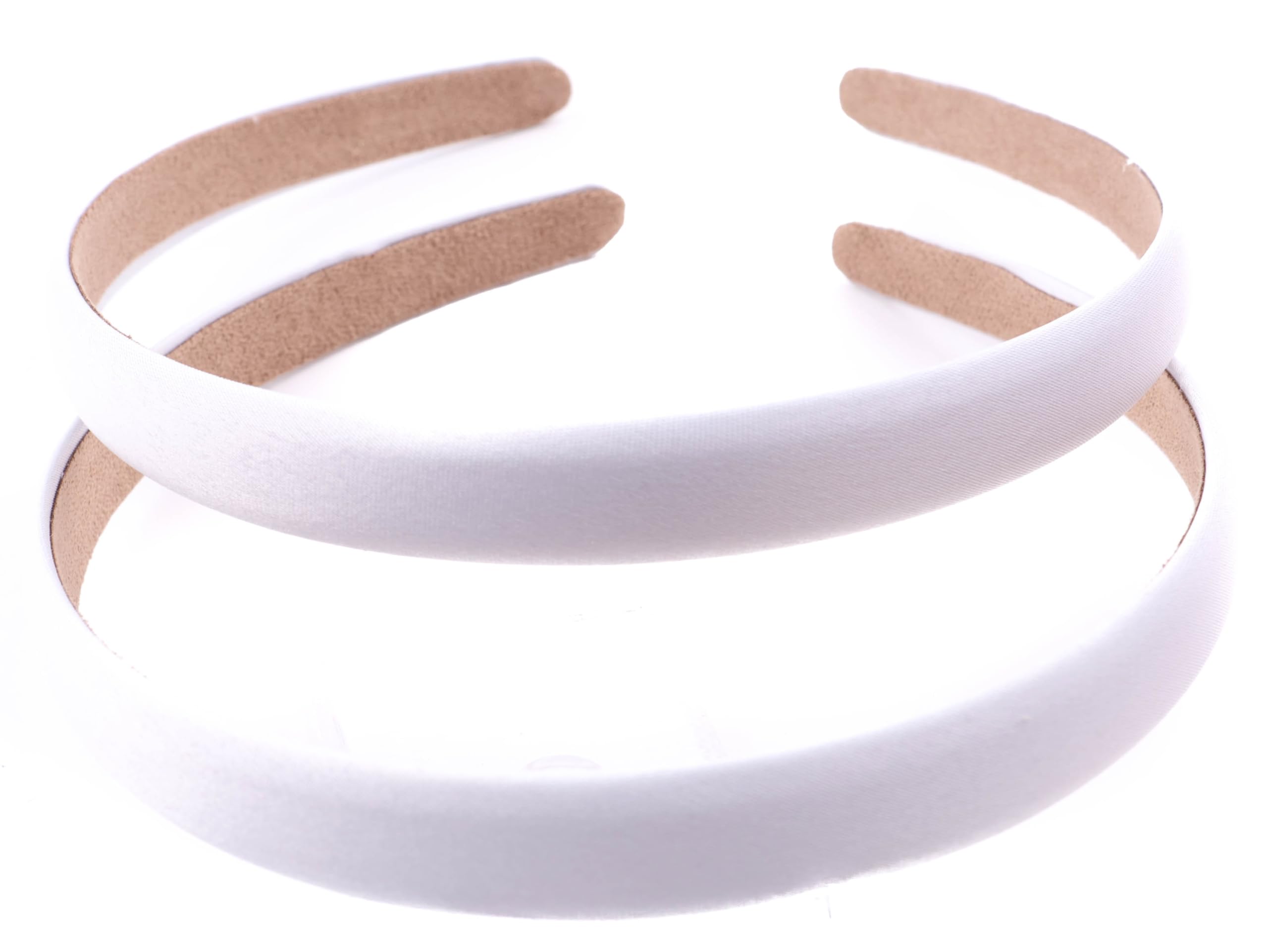 Satin Hair Bands Women Thin 1.5cm Wide Headbands Non Slip Alice Bands Hairband for Girls Bridesmaid Party, Festival and School- WHITE