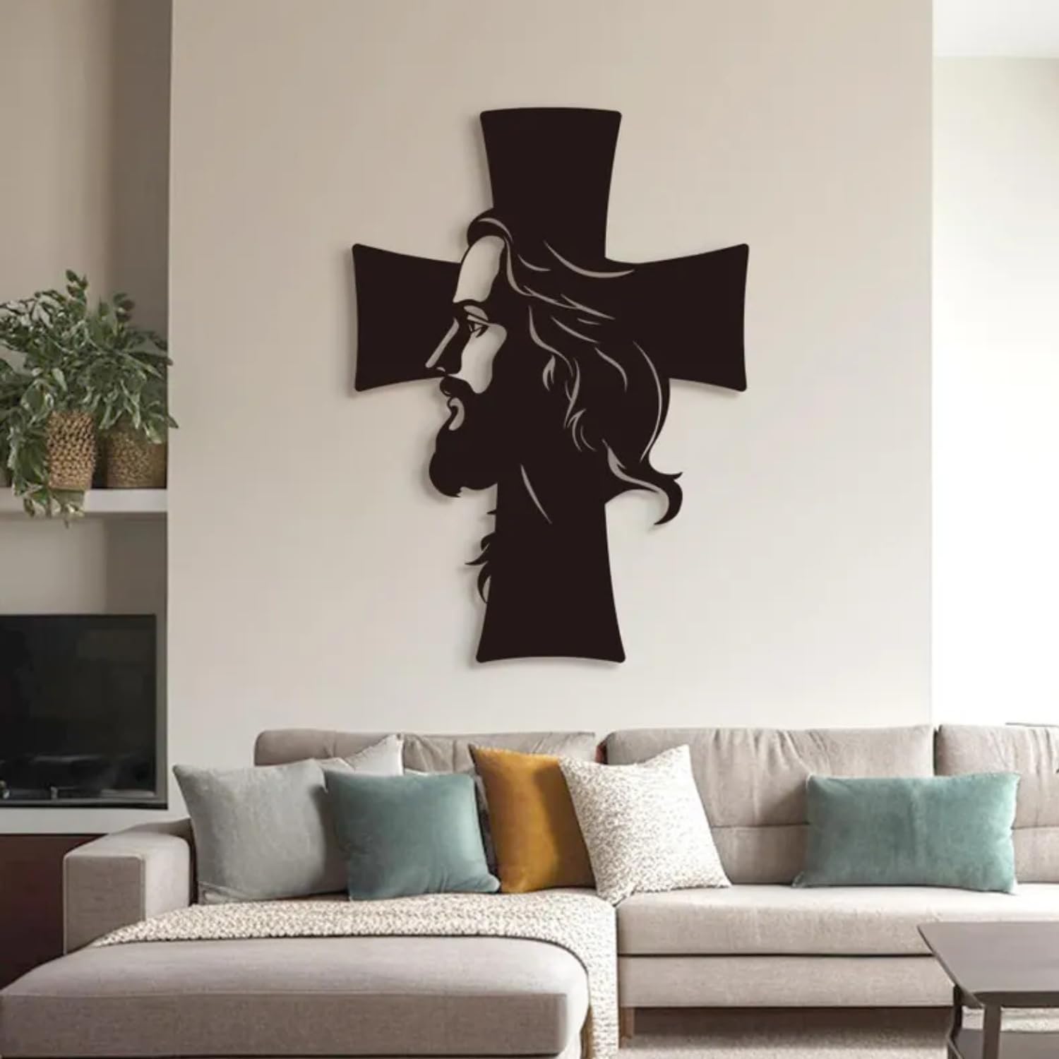 BLIND SHOP Metal Wall Art, Metal Jesus Wall Decor, Metal Jesus and the Cross Decor,Large Jesus Metal Wall Art, Christian Home Decor, Jesus Cross Decor (50x35x1.5 CM)-image-18