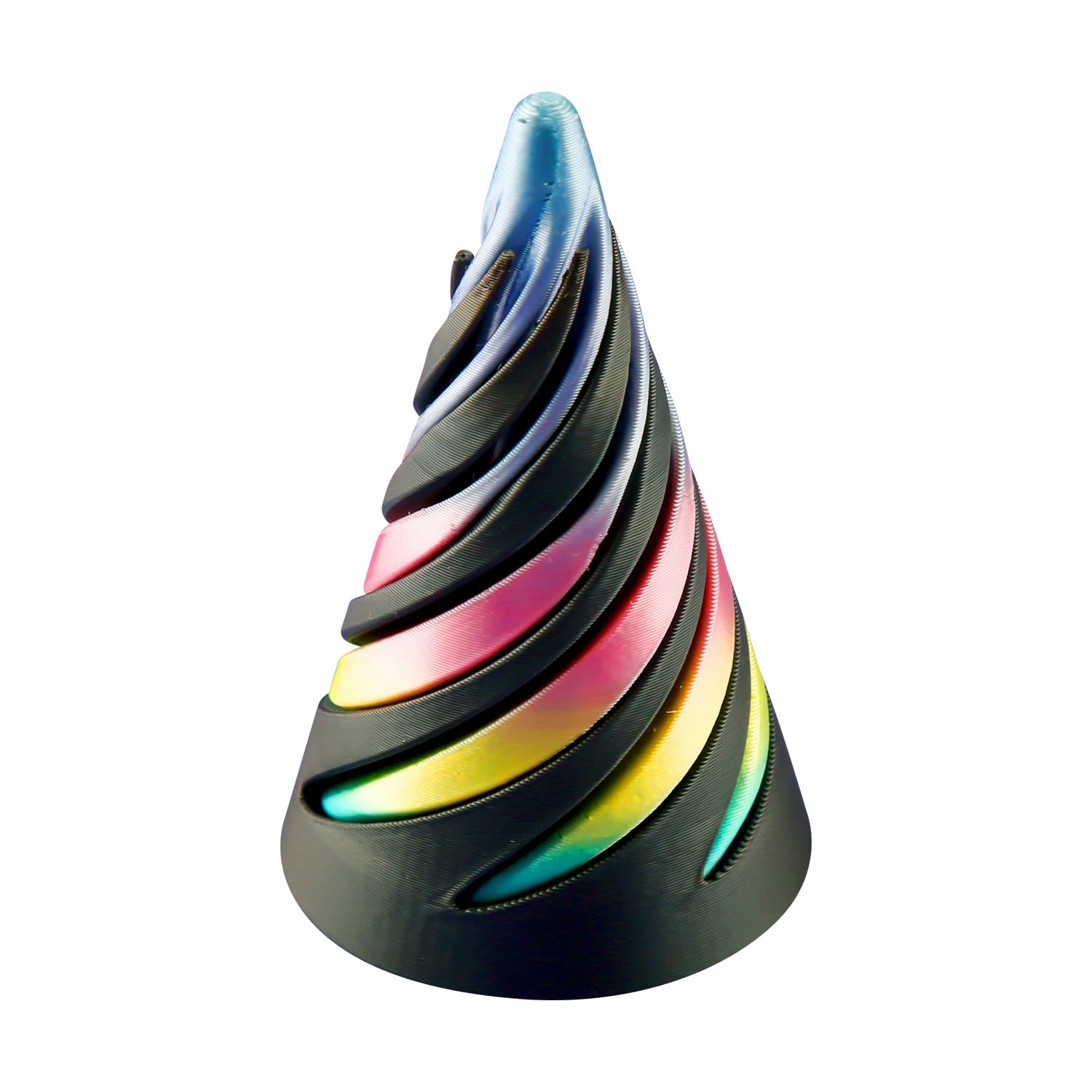 Tabanzhe 3D Printed Spiral Cone Fidget, Pyramid Pass Through Fidget
