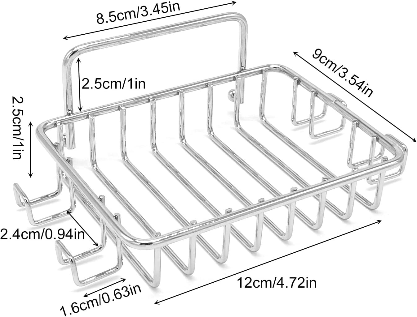 Soap Dish Holder for Shower with 4 Hooks, 2 Pack Stainless Steel Soap Dish for Bathroom, Adhesive Bar Soap Holder for Shower Wall, Silver by Lofekea