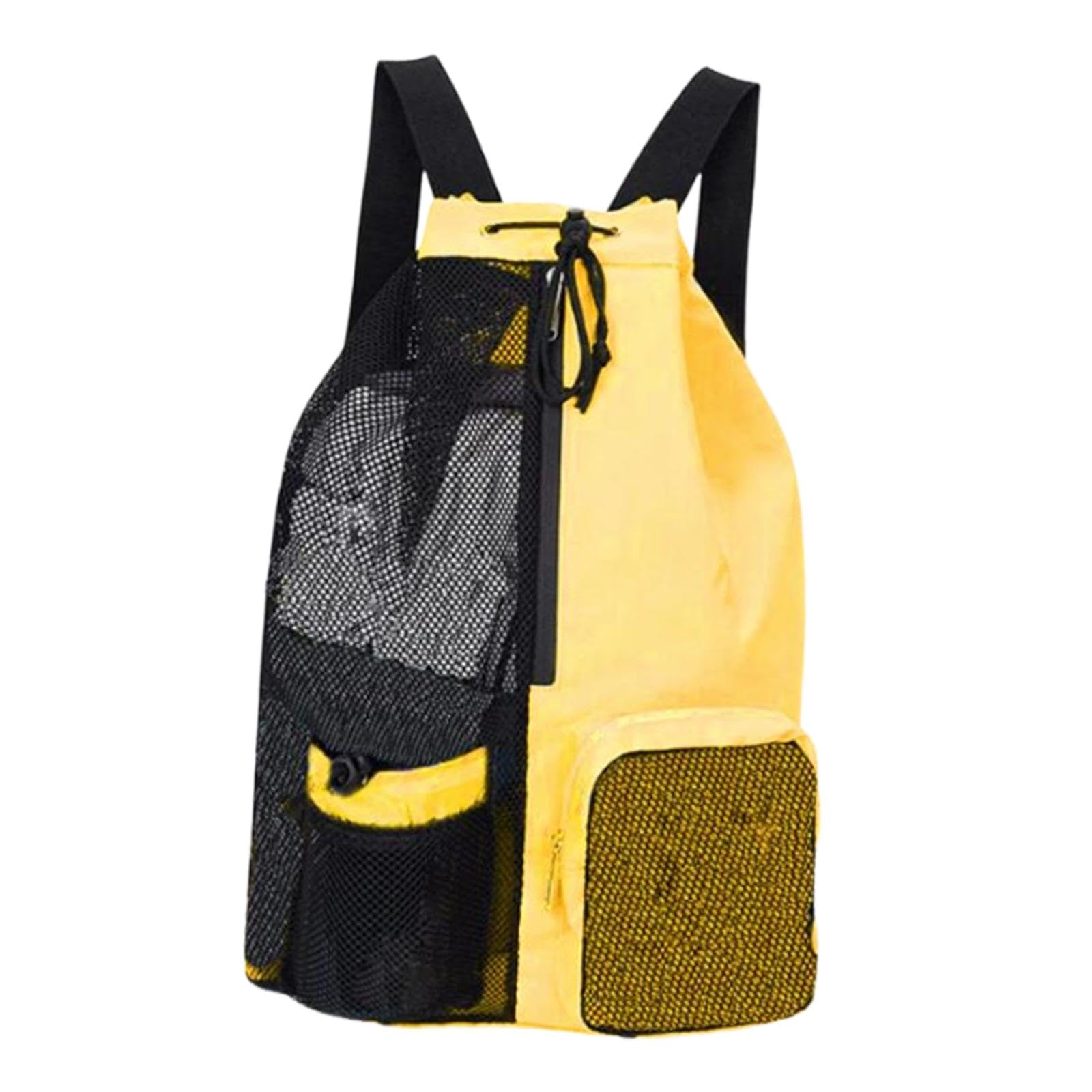 Mesh Drawstring Backpack Large Capacity Folding Portable Lightweight Gym Bag yellow-picture-27