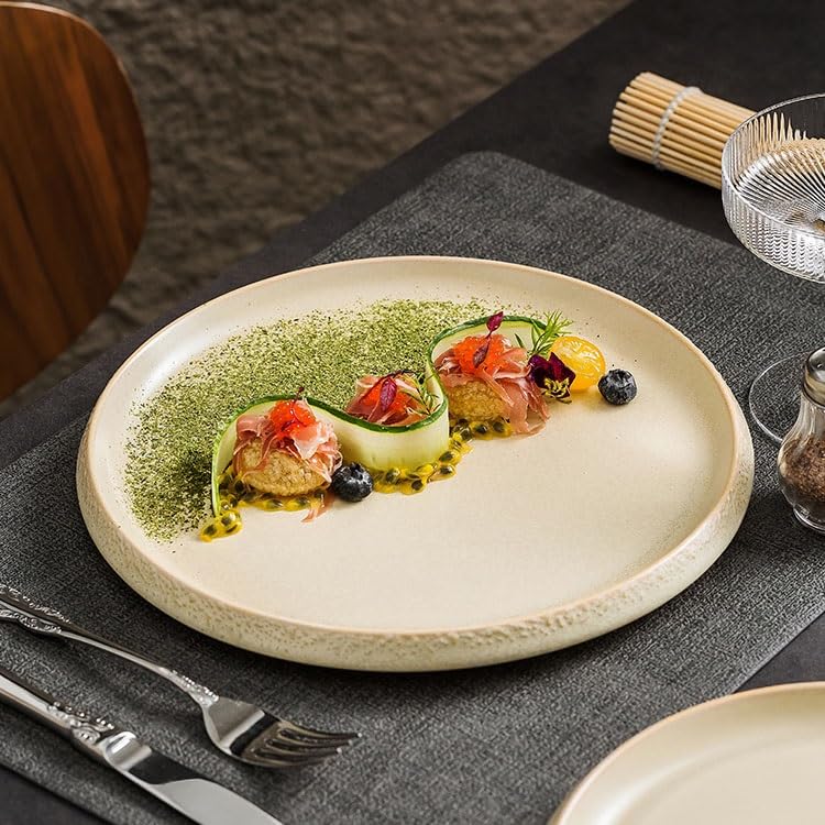 Pratos Plato Simple de Estilo Occidental cerámica Creativa for Carne, Crema, Sashimi Plano, vajilla Cocina for restaurantes comerciales Vajilla(M)