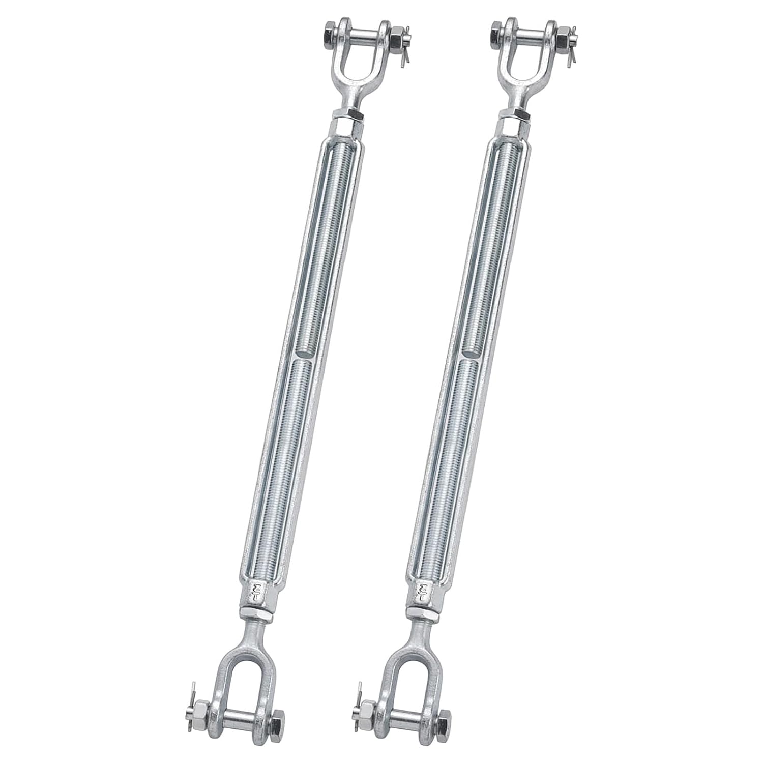 1/2 x 12 Inch Galvanized Turnbuckle Forged Jaw and Jaw Turnbuckles for Cable Rail Rigging Rope Chain 2200 lbs Load, 2PCS (1/2'' X 12'')