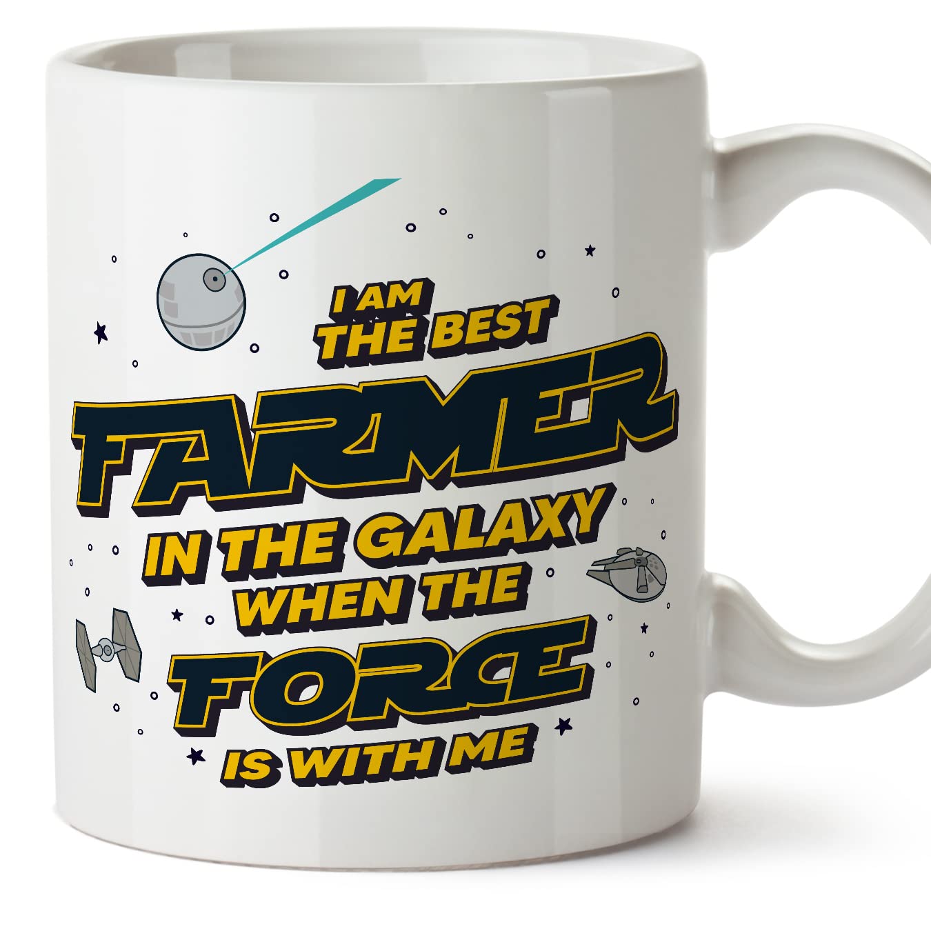 MUGFFINS Farmer Mug - in English - Best in The Galaxy The Force is with Me - Funny Gift for Colleagues - Ceramic 11oz Mug
