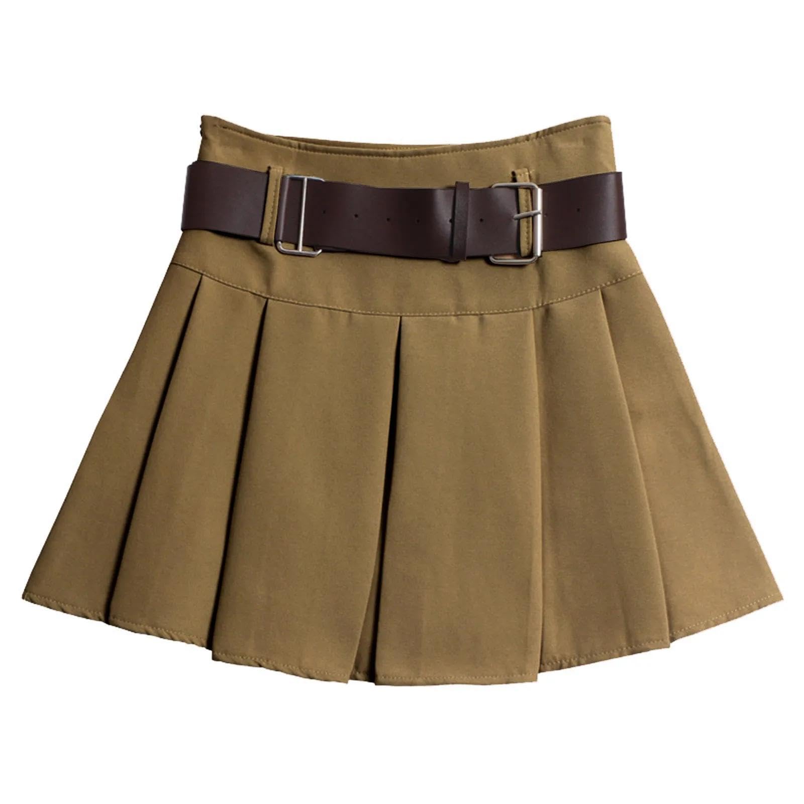 Rock Damen Langer Taille Skirt Linie Falten Damen Faltenröcke A-Linie Freizeitröcke