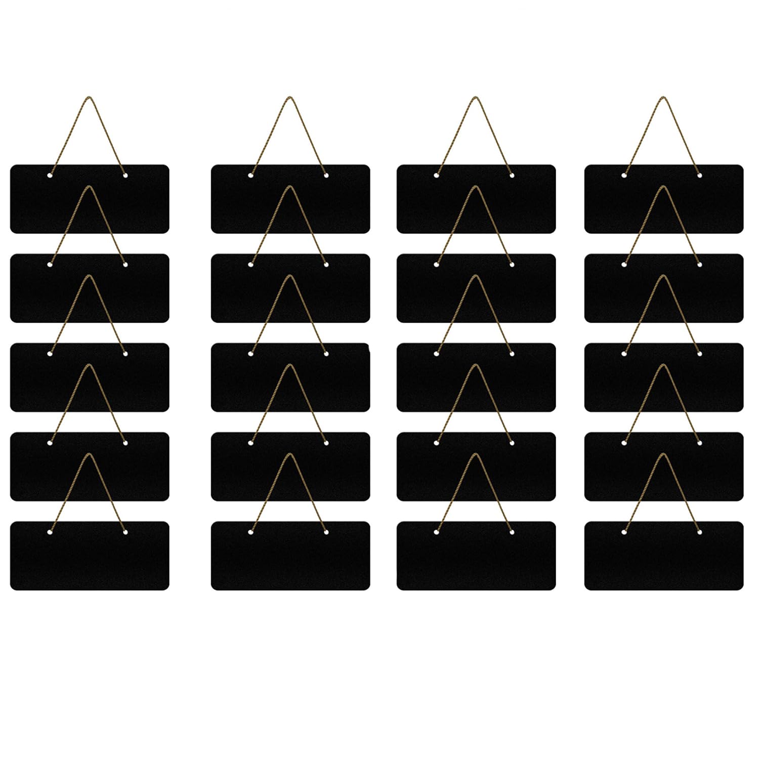 TERRIFI Mini Chalkboard Signs, 20Pcs Reusable Small Blackboard, Hanging Wood Blackboard Sign for Home, Office, Restaurants, Weddings, Birthday Parties, 18 x 8 cm