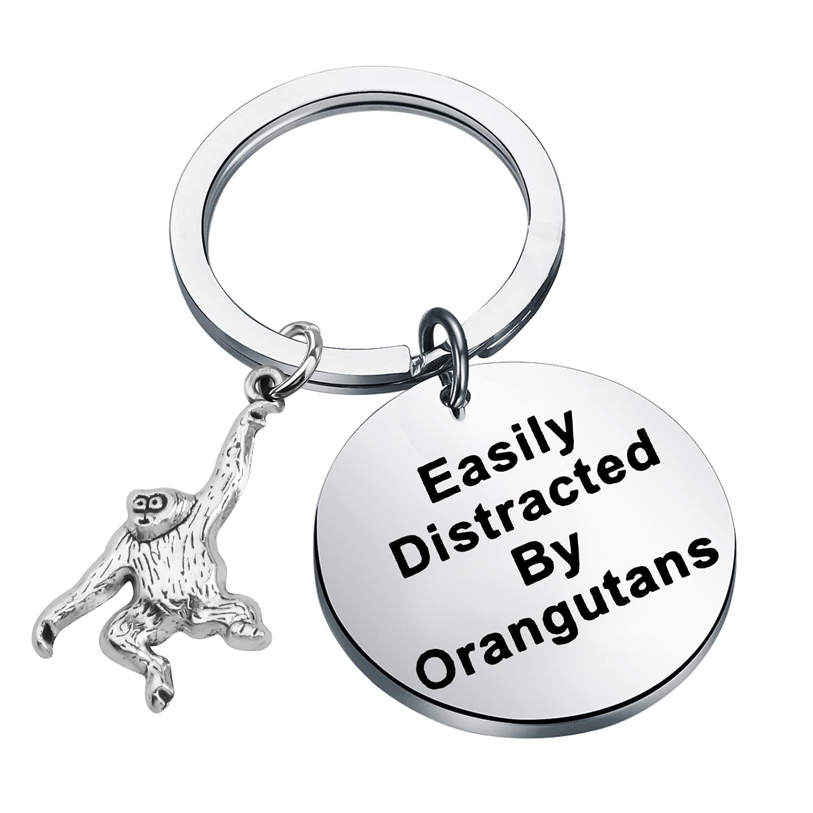 CHOOROOrangutan Keyring Easily Distracted By Orangutans Keychain Monkey Keyring Animal Themed Keyring Gift
