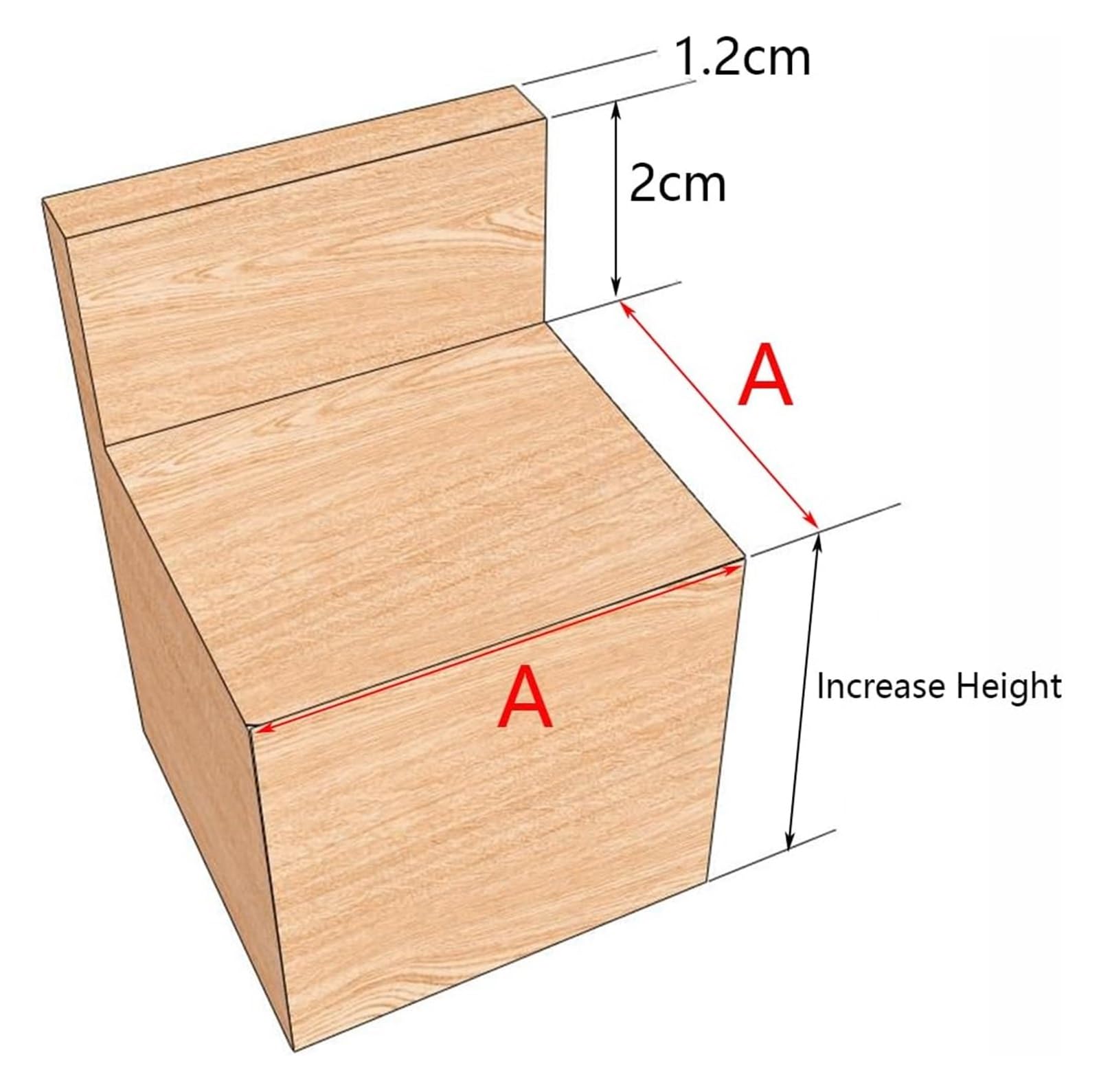 Podnośniki do łóżek drewnianych, Zestaw 4 stojaków do mebli z drewna sosnowego o wysokości 3–20 cm(A 12cmIncrease Height 10cm)