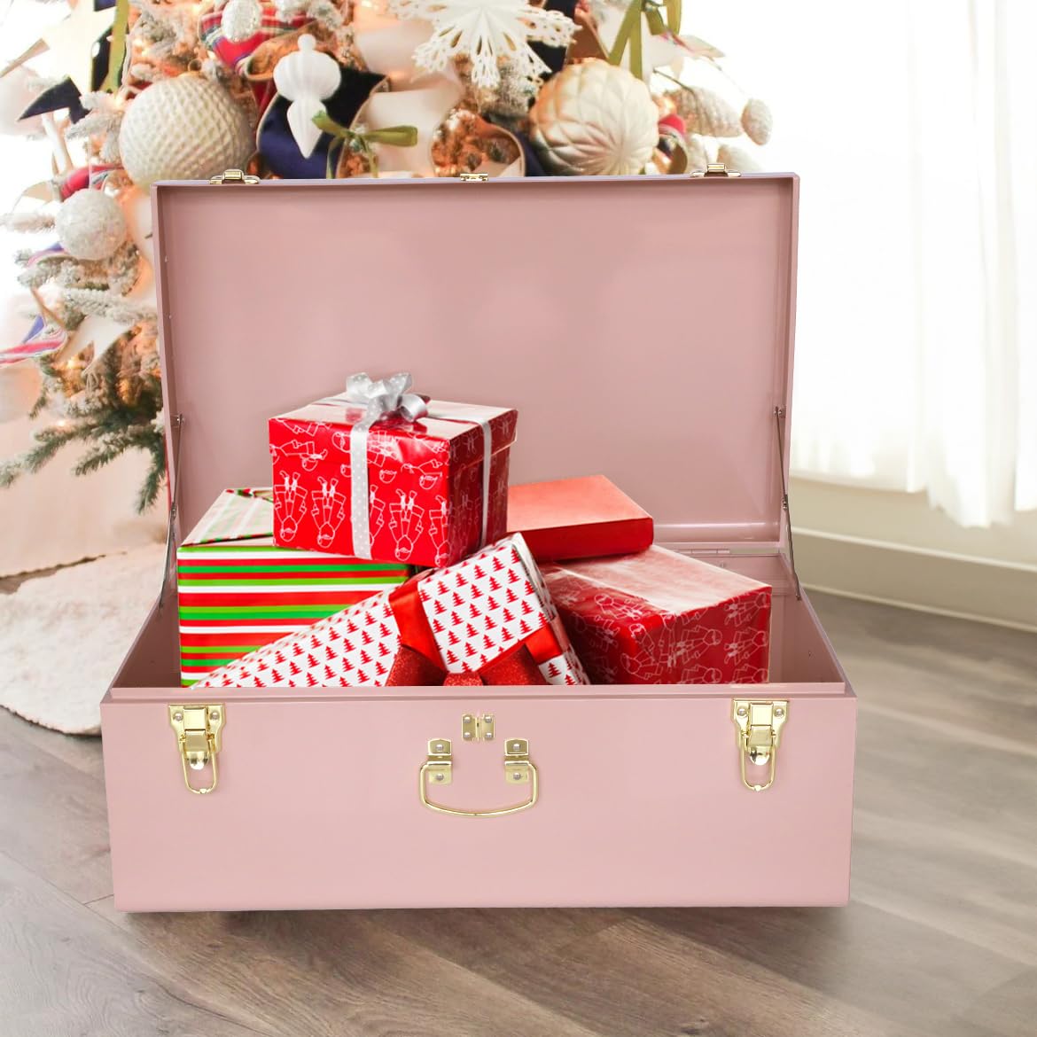 Amazon.com: Vixdonos Large Metal Trunk Decorative Storage Box