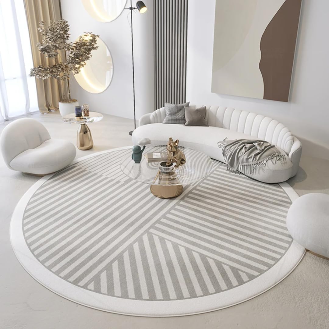 Tapis de salon minimaliste rond en peluche douce de 160 cm pour decoration chaleureuse