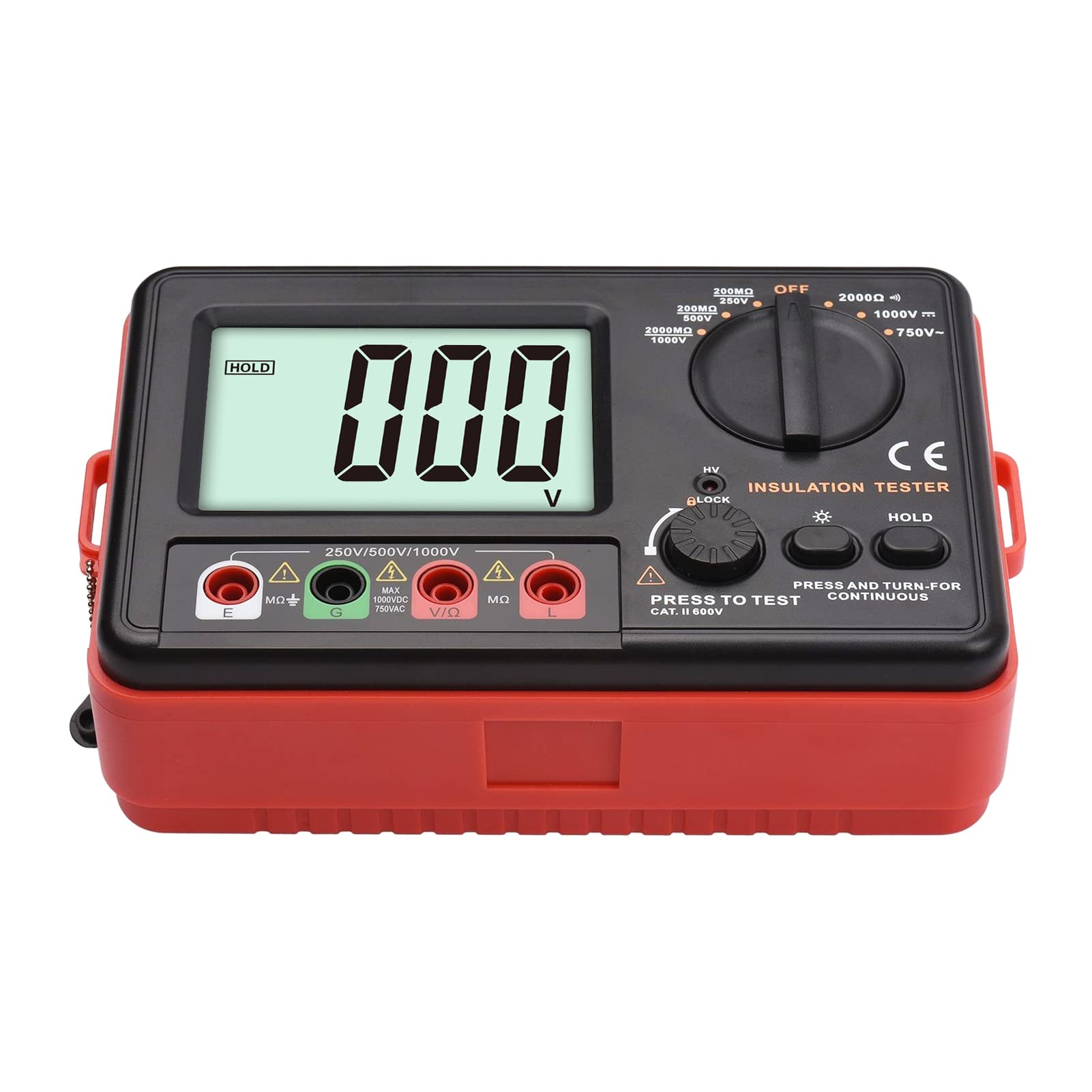 Digitales Isolationswiderstandsmessgerät mit LCD-Hintergrundbeleuchtung DC 250V/ 500V/ 1000V AC 750V Multifunktions-Isolationswiderstands-Messgerät-Kit mit Riemen/Schutzdeckel/Stoffbeutel.