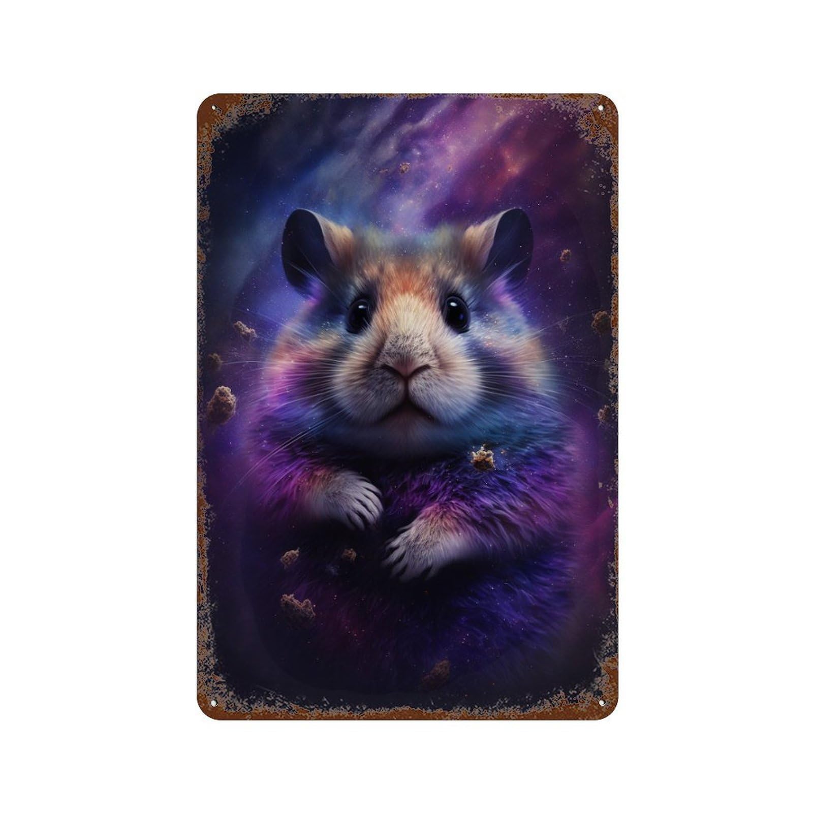 Cosmic Hamster Art Print-5 Vintage Metal Tin Sign 11.8"x7.9", Ideal for Basement, Hobby Room And Garage Decor
