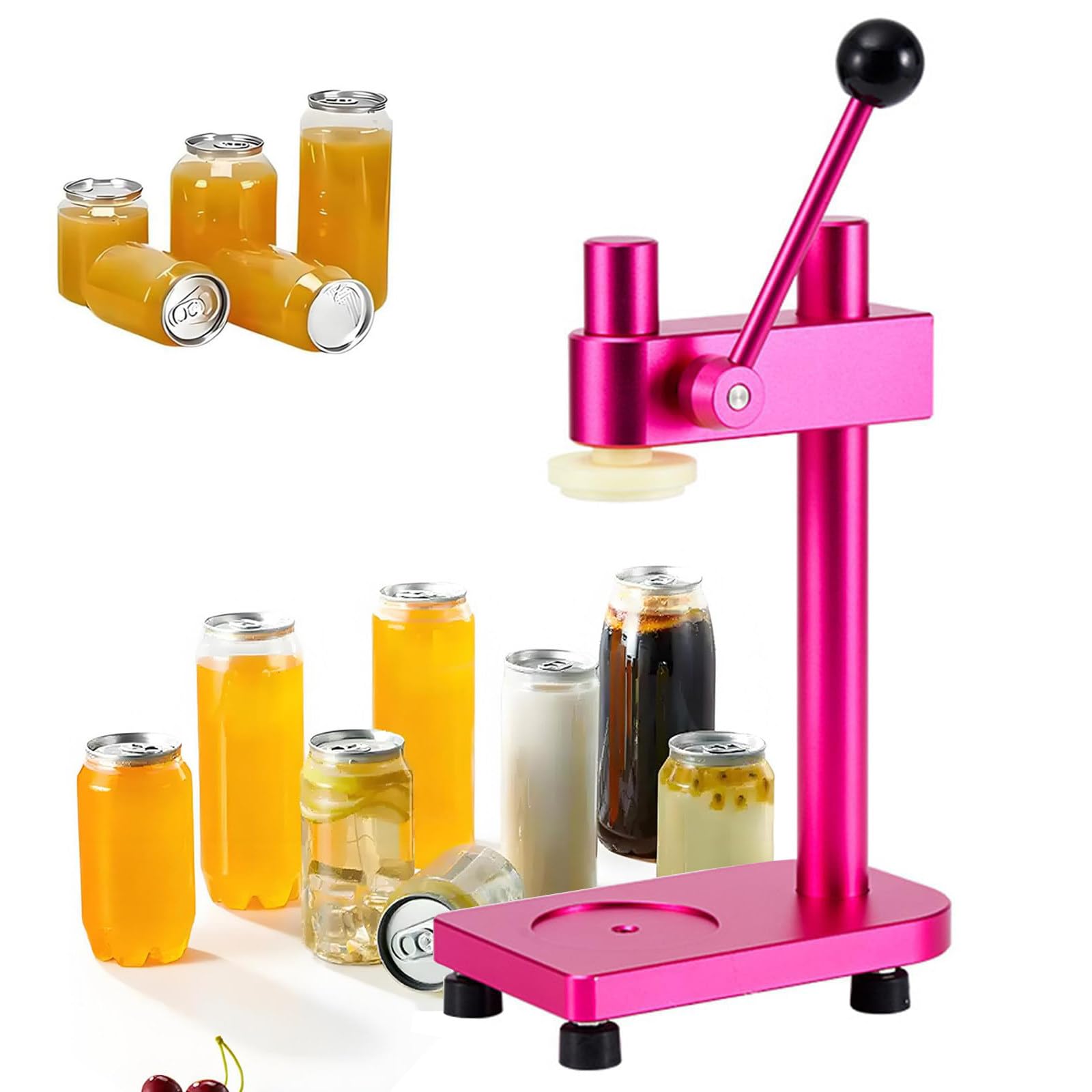 Sunbgrpye Pink Manual Can Sealer, Vacuum Can Sealer, For Cans With Diameter Of 55Mm/Height Of Less Than 6.69 Inches, Fixed Base, For Beer, Fruit Juice, Coffee, Soda