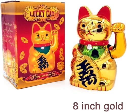 Miniatura 2 de Ochine Lucky Cat Waving Arm Gold Cat Feng Shui Lucky Fortune Cats Suerte Beckoning Waving Wealth Cat Maneki Neko Bienvenida Lindo Cat Home Display
