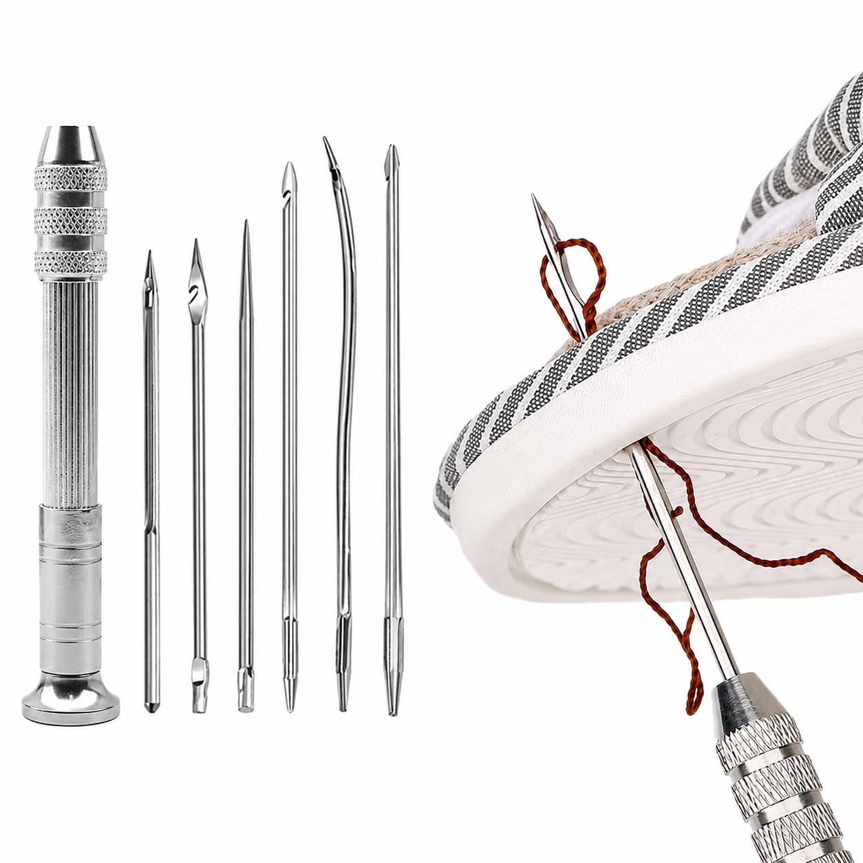 Paritirth 7-in-1 Sewing Awl and Needle Set, Stainless Steel Leather Stitching Repair Tool Kit for Shoes, Bags, Canvas, Upholstery & DIY Craft-image-32