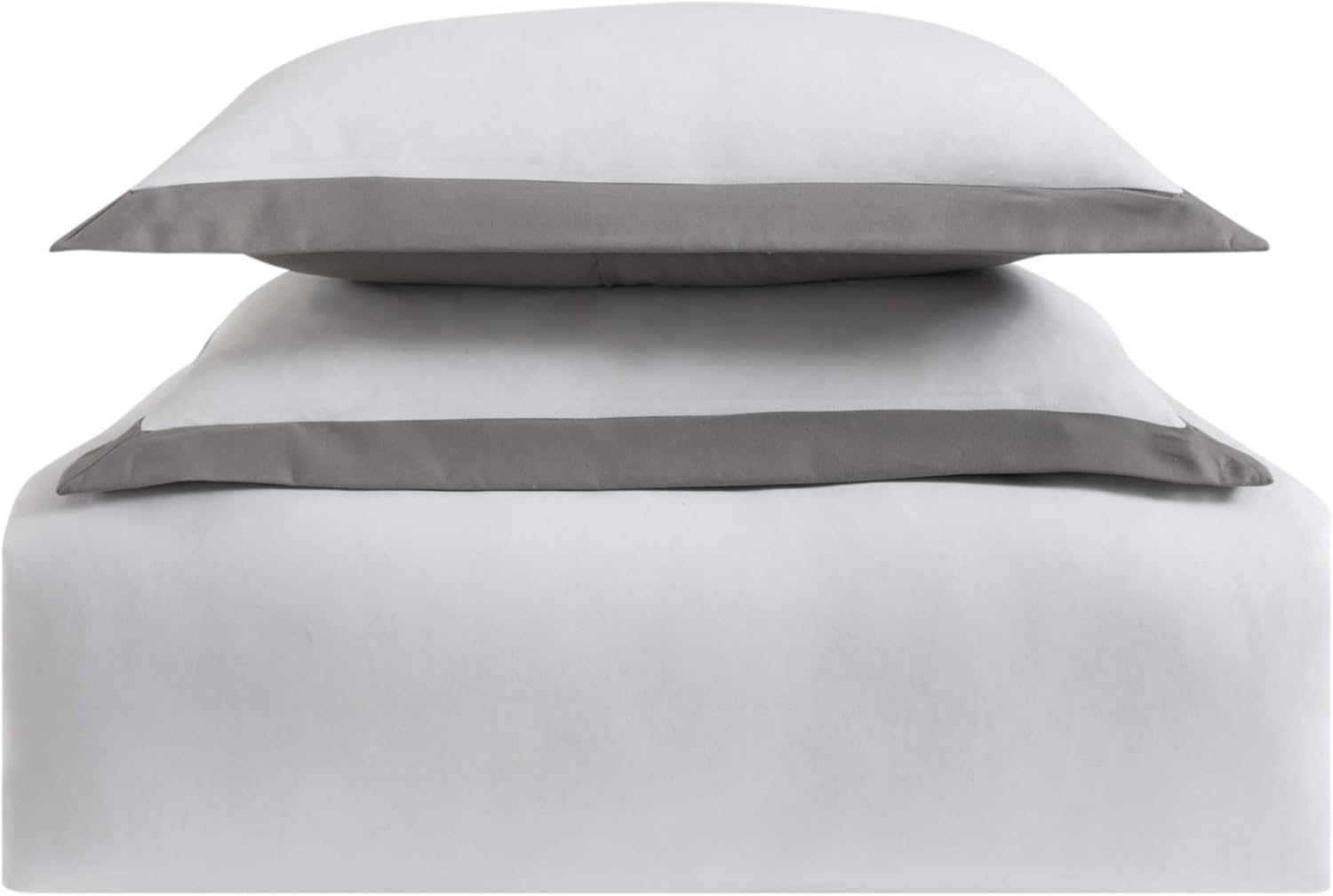 White and Gray Full/Queen Modern Duvet Cover Set with Decorative Pillows