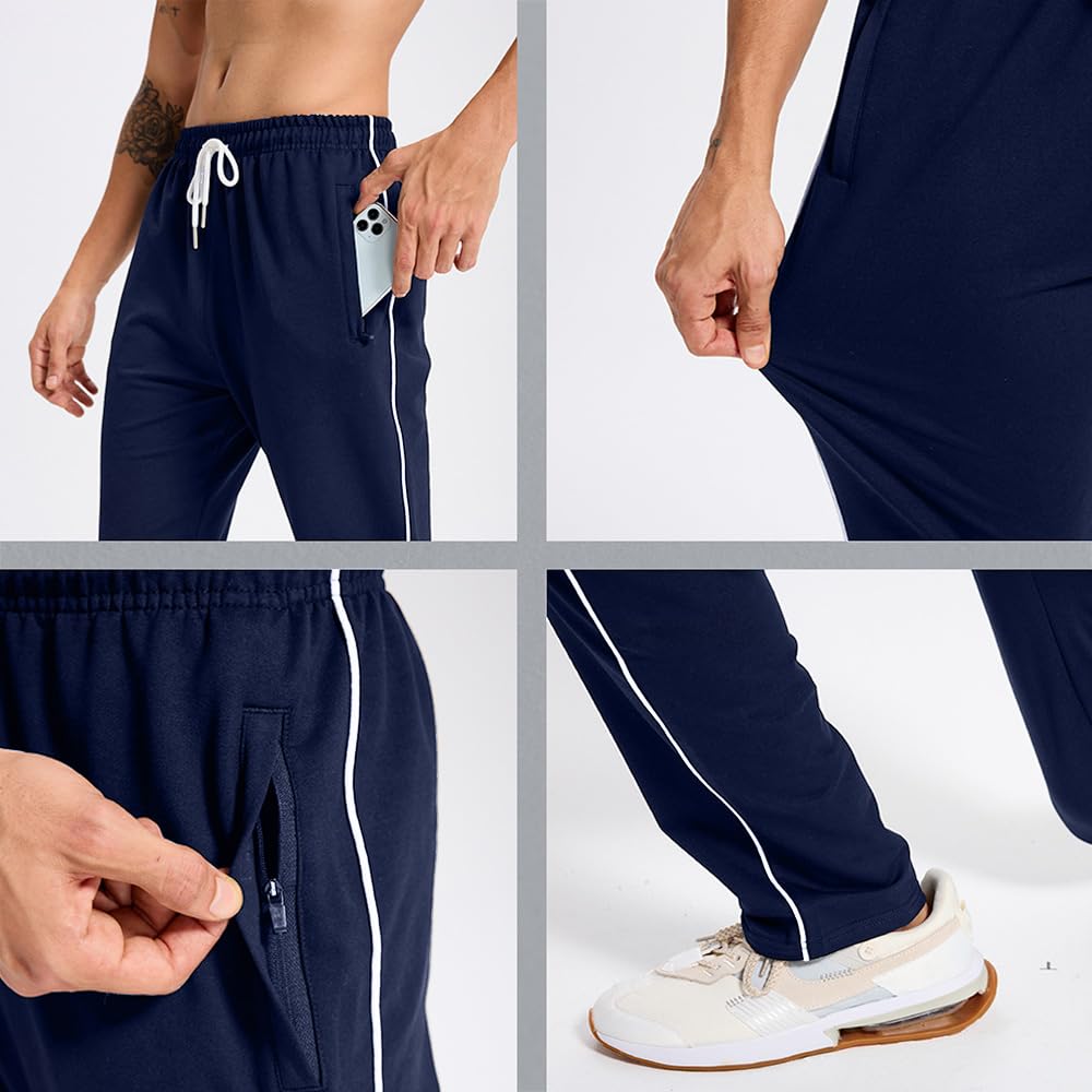 Jogging Homme Survetement Pantalons de Sport Coton Respirant Training Sportswear avec Poches Zippées
