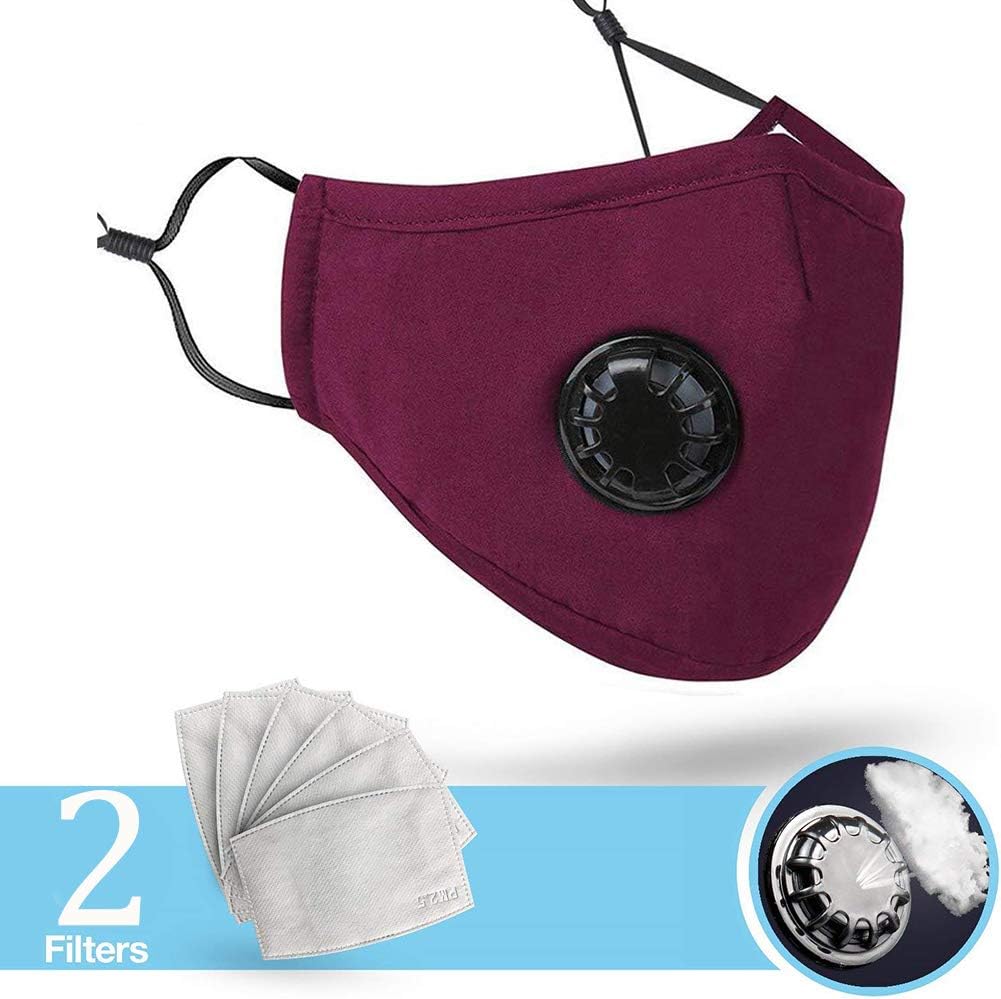 Unisex Face Reuseable Anti Dust Mask Cycling Washable Anti-fog Mask with 6-Layer Filter Ergonomic Design Travel Mouth Mask (Red)