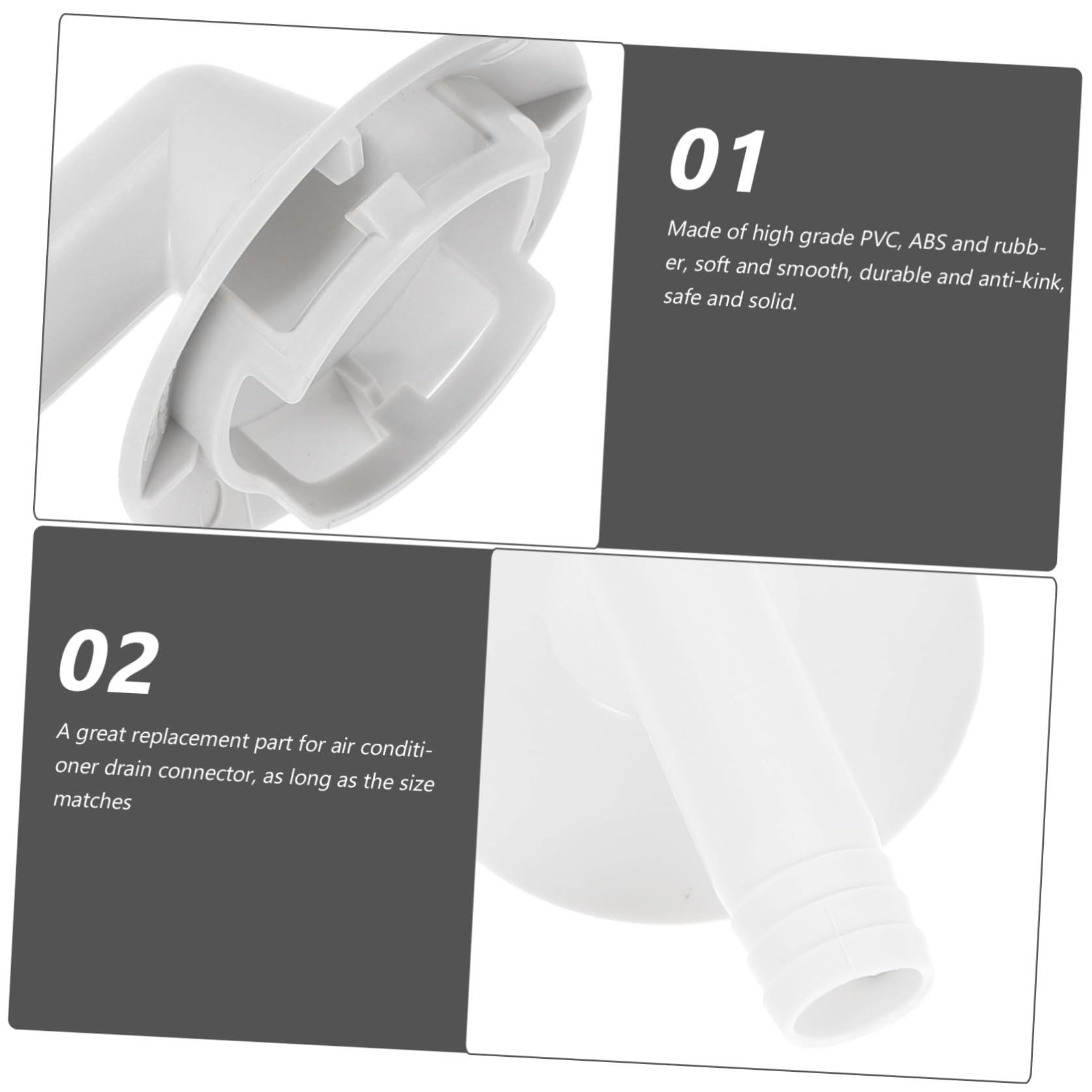 Kit 3pezzi in Pvc e Gomma Connettore Gomito 40mm Raccordi Scarico Condensa Climatizzatore per Unità Esterna di Condizionamento, Adatto per Scuole e Hotel
