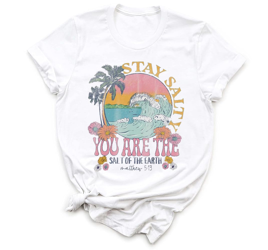 Stay Salty Shirt - Christian Bible Verse T Shirt You Are The Salt Of The Earth Tank Top Summer Beach Faith Based Tee Gift For Women Men Hoodie Sweatshirt