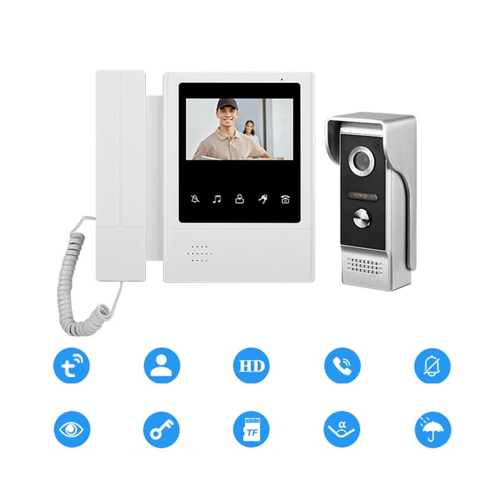 Timbre con Vídeo Inteligente Tuya, Aplicación Móvil, Remoto, Desbloqueo, WiFi Audio Bidireccional