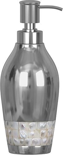 Miniatura 2 de nu steel JA6H Jakarta Collection - Dispensador de jabón líquido y loción para encimeras de baño o cocina, metal con acabado de nácar, pequeño,
