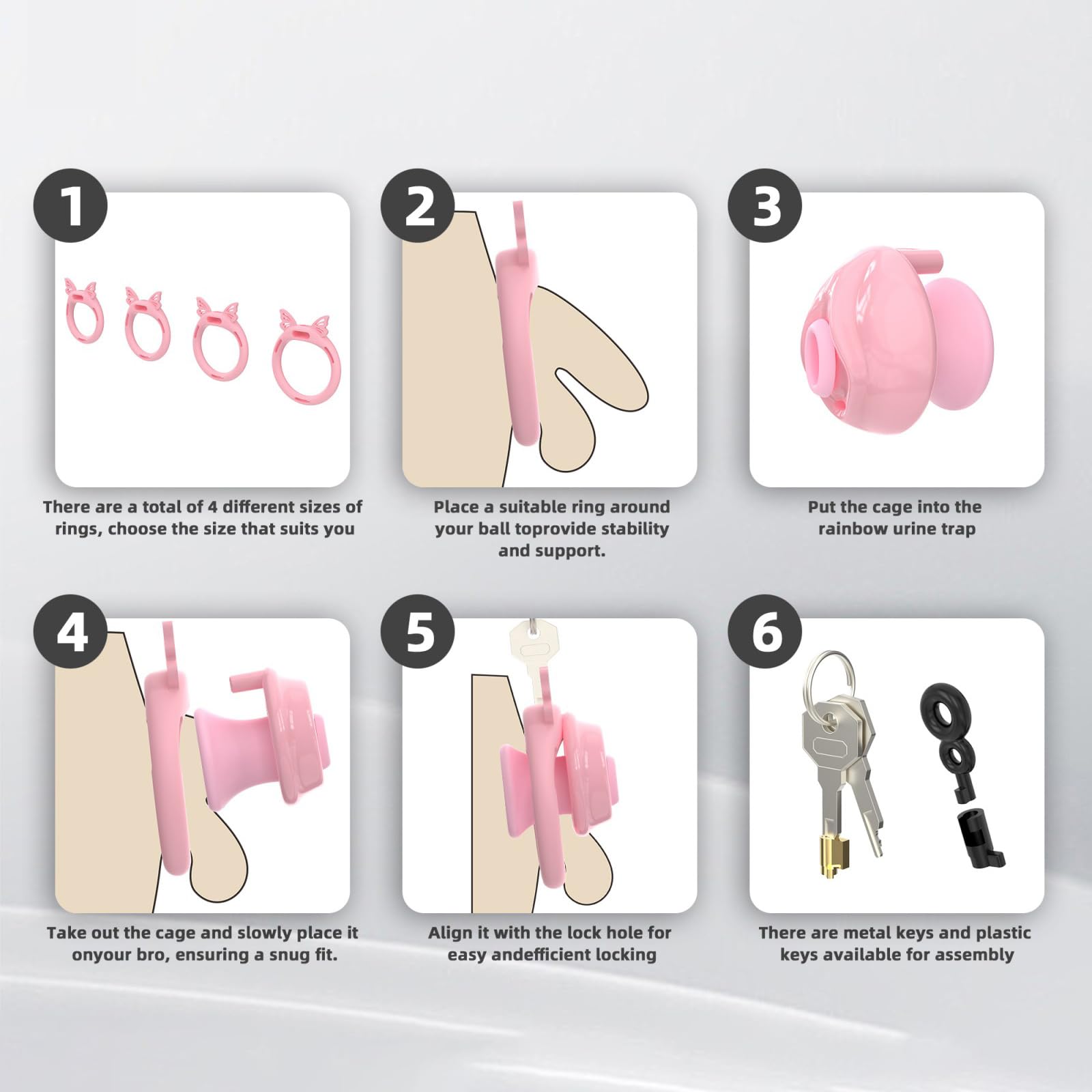 Cage de Chasteté pour Pénis Sex Toys Chastity Cage man en Résine avec Cathéter et 4 Anneaux en Silicone Cage Chastetée Légère avec Serrure Dissimulée et Ceinture pour Bondage le Pénis (A)