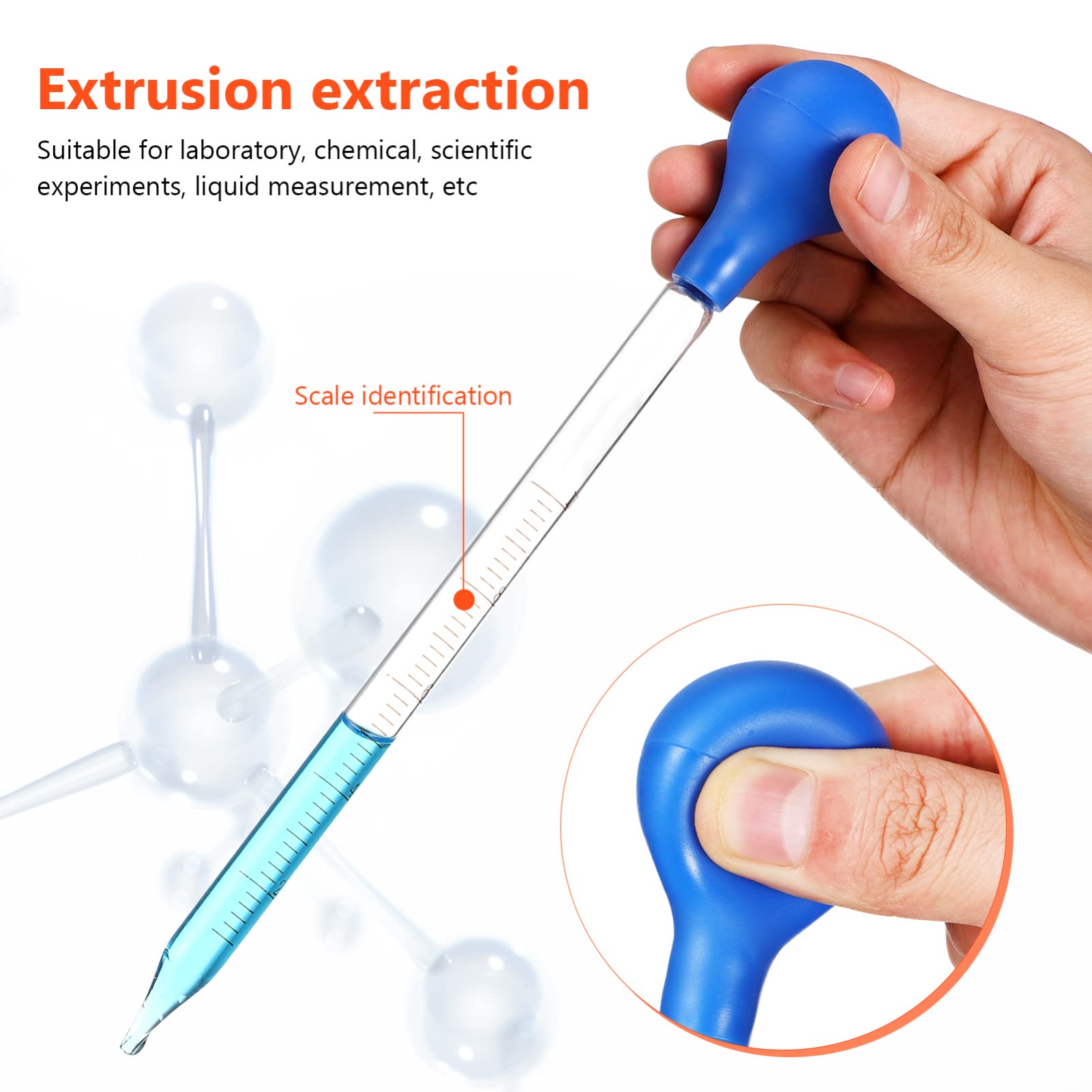 Set Beuta di Erlenmeyer in Vetro 50 Ml con Pipette | Scala Standard, Pipette Contagocce da 10 Ml, con Spazzola per Pulizia e Bacchette per Mescolare