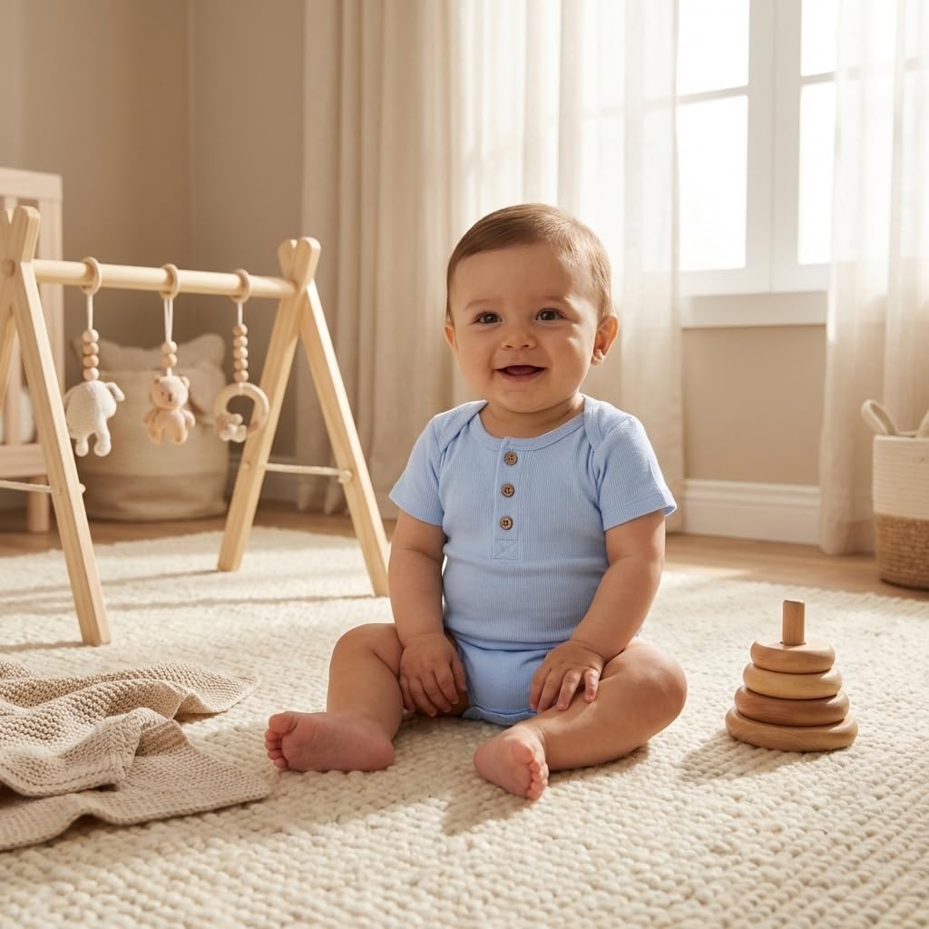 BABIDU Body da bambino a maniche corte con abbottonatura in 100% cotone, morbido e traspirante, ideale per neonati, primo utilizzo, comodo abbigliamento unisex per ragazzi e ragazze