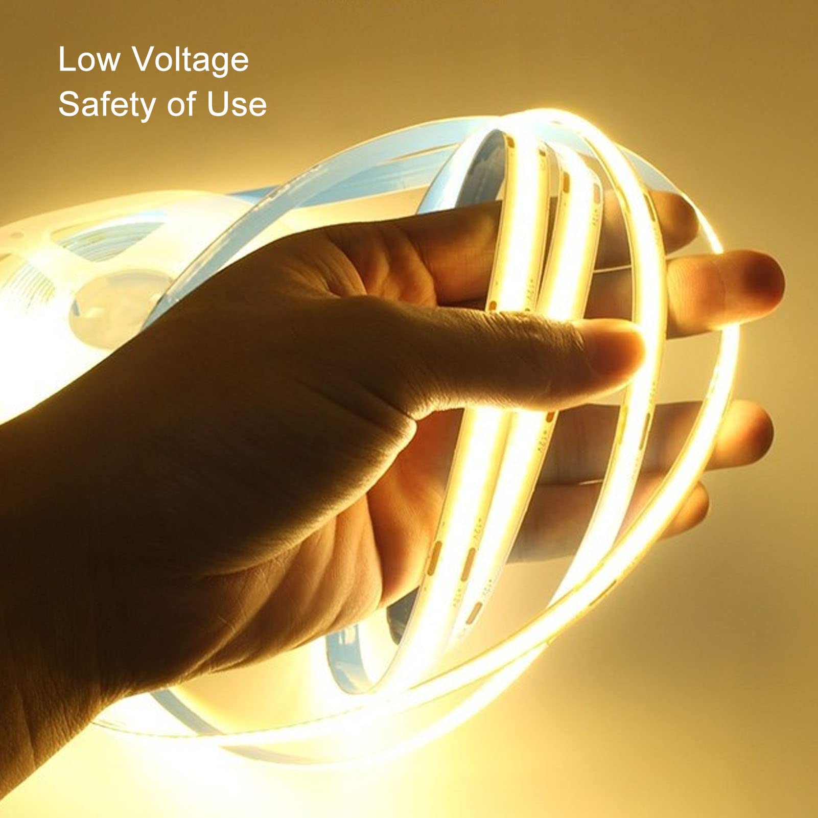 Naroote Tira de Luces LED con 672 Cuentas de Lámpara, Tira de Luces COB Autoadhesiva Flexible de 10M para Decoración Interior del Dormitorio del Hogar, 24V