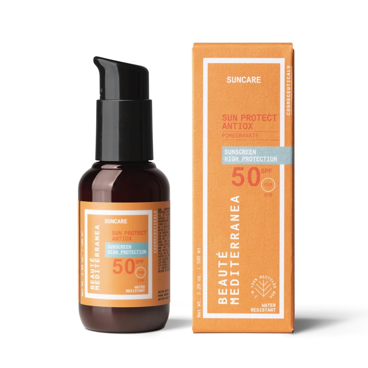 Beauté Mediterranea - SUN PROTECT ANTIOX - Crema Solar Facial SPF 50 - Ligera e Hidratante - Protege Rostro y Cuello - Para Todo Tipo de Piel - 100 ml