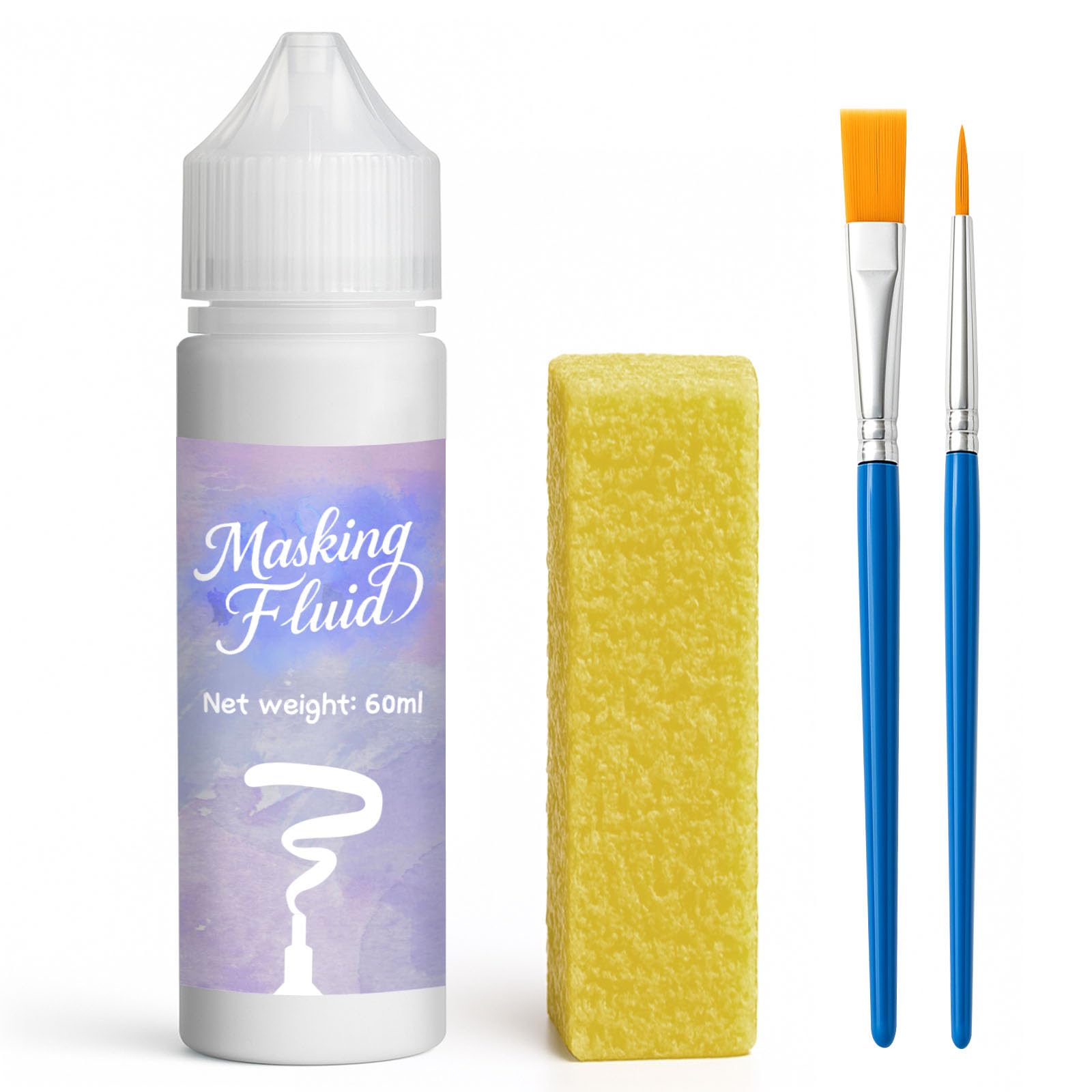 1Dfaul White 60Ml Masking Fluid For Watercolor Painting, Art Watercolor Masking Fluid Precise Space, Easy Peel-Off, Water Based Latex, For Artists, Beginners, Diy Canvas Protection (White)