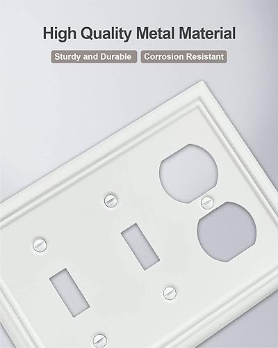 Miniatura 2 de Paquete de 2 placas de pared combinadas de palancadúplex, cubiertas de interruptor de salida de pared para interruptor de luz de palanca, toma de