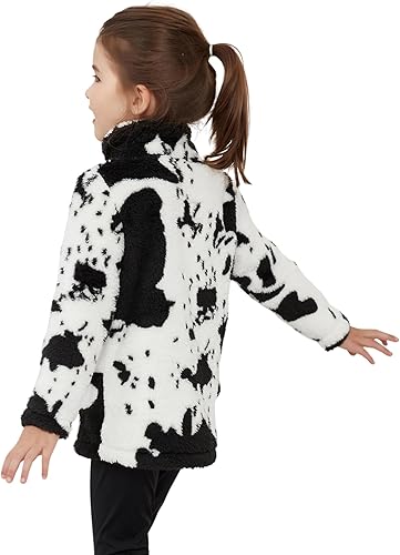 Miniatura 2 de Chaqueta de forro polar Sherpa con estampado de vaca para niñas, abrigo casual mullido con bolsillos