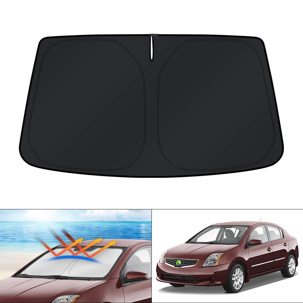 KUST Windshield Sun Shade for Nissan Sentra 2007-2012 Accessories Custom Fit Sunshade Foldable Window Sun Visor Protector Blocks UV Rays Keep Your Car Cooler