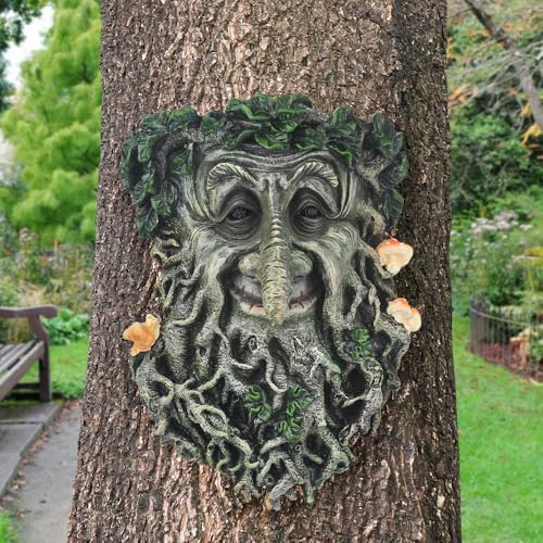 BEXLEYBAY Tree Face Garden Statues Outdoor Decorations, Whimsical Old Man Face for Tree Huggers Sculptures Flower Pot Garden Decorations Yard Art, 9