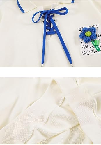 Miniatura 2 de CYee Gothic Y2k Unisex Polo Sweatshirt Flower Letter Graphic Tops Preppy Aesthetic Outfits Japanese Oversized Streetwear