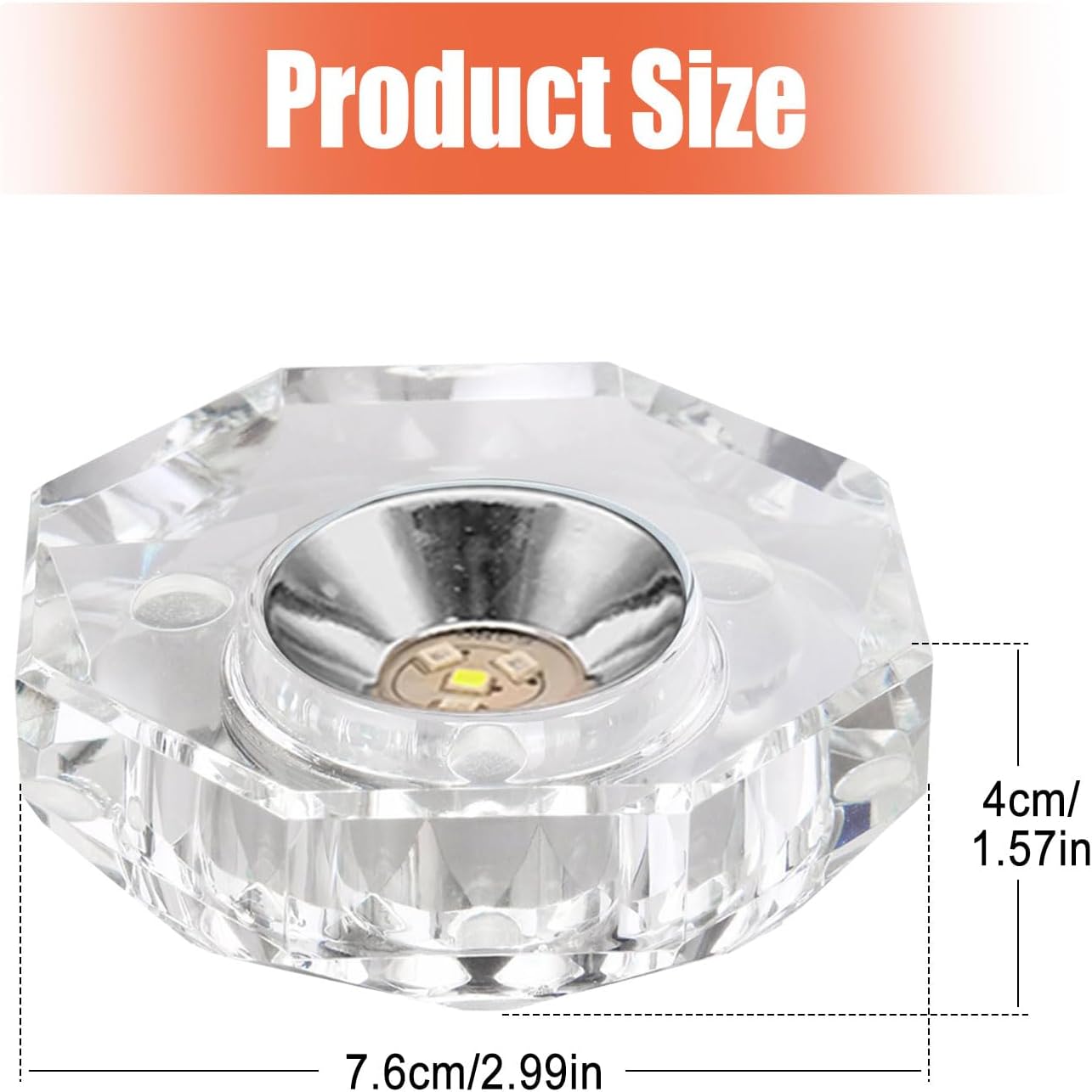 Crystal Led Light Base for 3D Display Lighted Up, 4 LED Bead 7 Colors Led Crystal Light Base Multi-Color Automatic Flashing Show Stand for 3D Glass Art Craft Shows (Octagon)