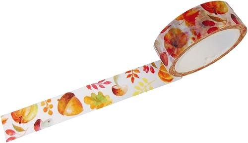 Wrapables Flores y Verdes Washi Cinta de Enmascarar, 0.591 in x 23.0 ft Hojas de Otoño